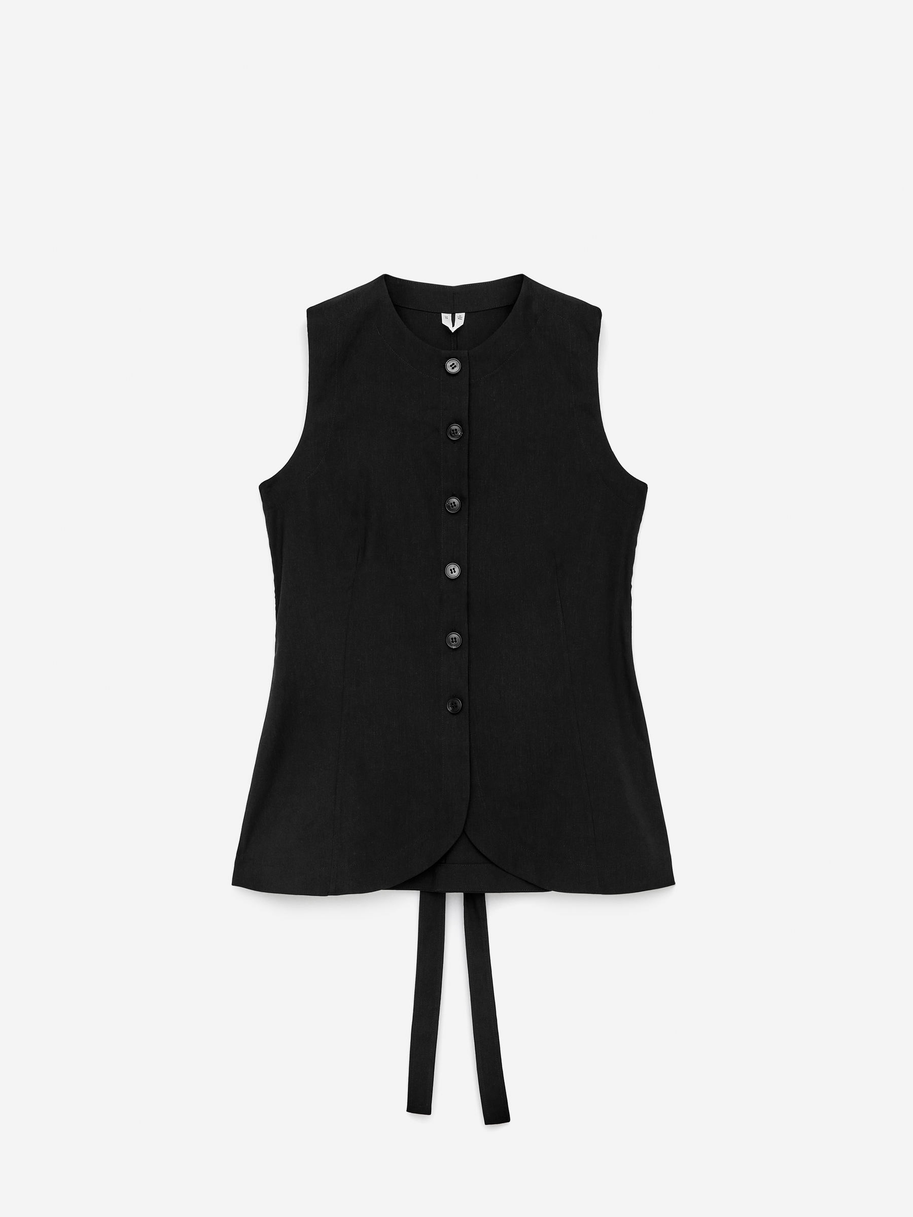 Linen-Blend Waistcoat-#272628-7777