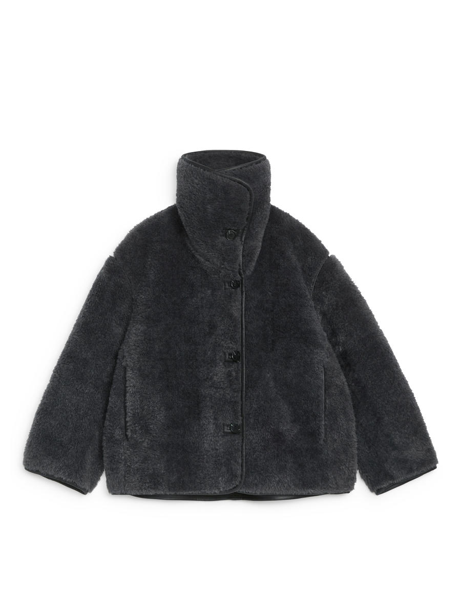 Kurze Teddyjacke-#48474B-12836