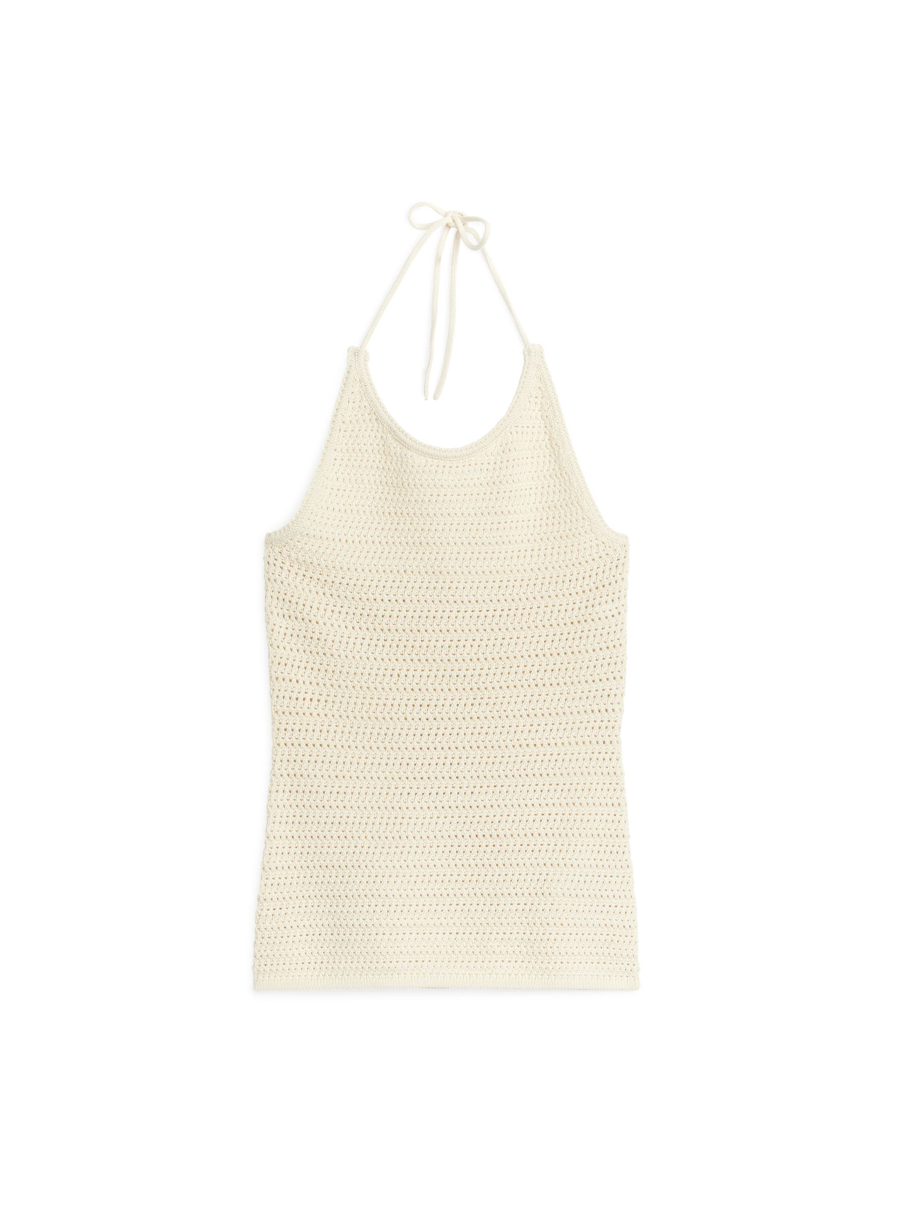 Crochet Halter Neck Top - Off White - Relaxed fit - Women - StillMedia/DescriptiveStillLife - 1