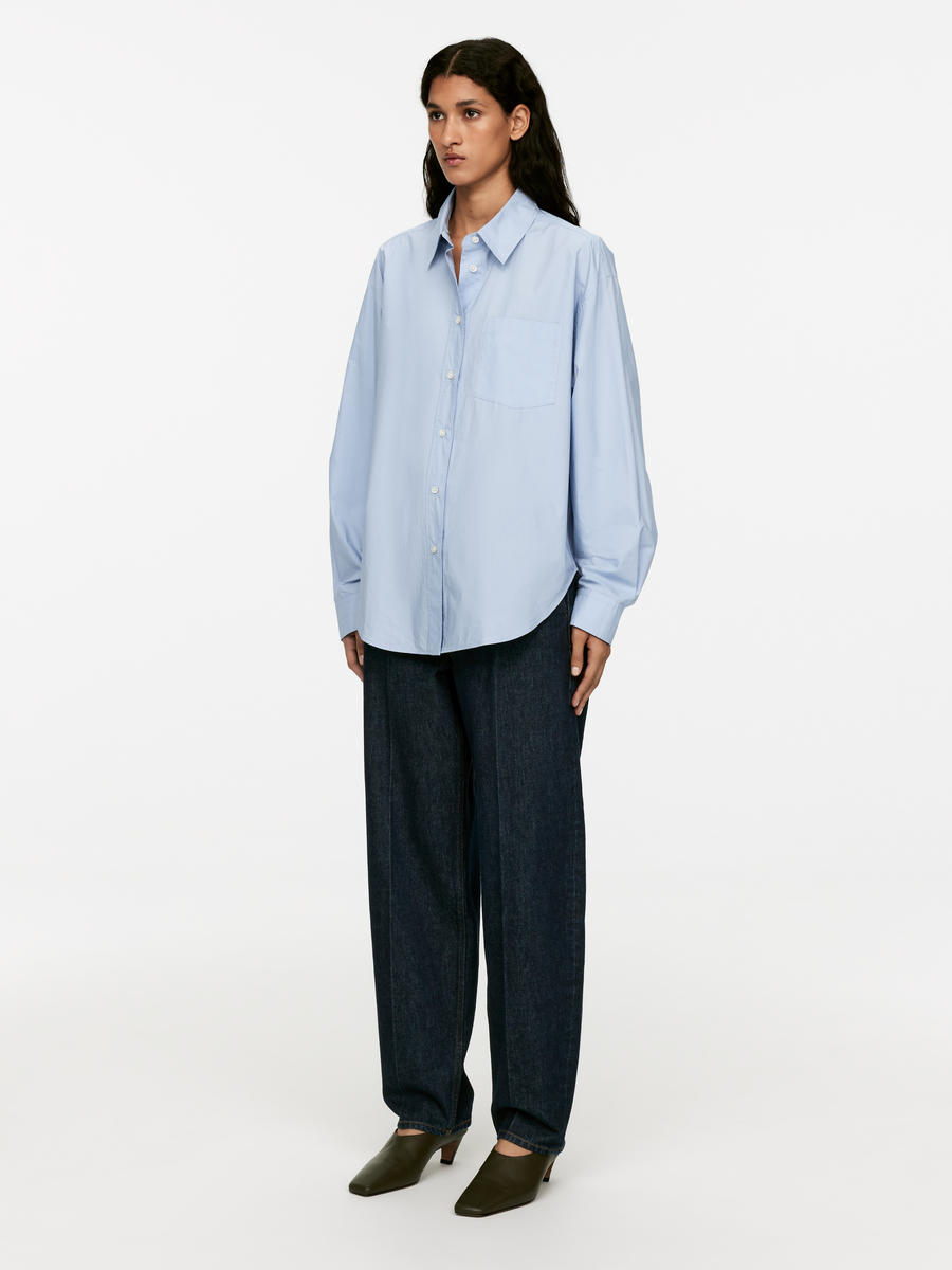 Oversized-Fit Poplin Shirt-#8898BA-11698