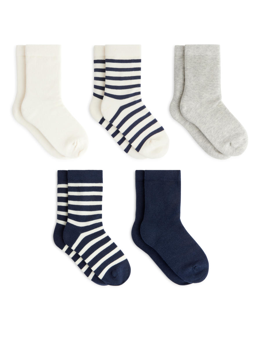 Cotton Socks Set of 5-Blue-5809