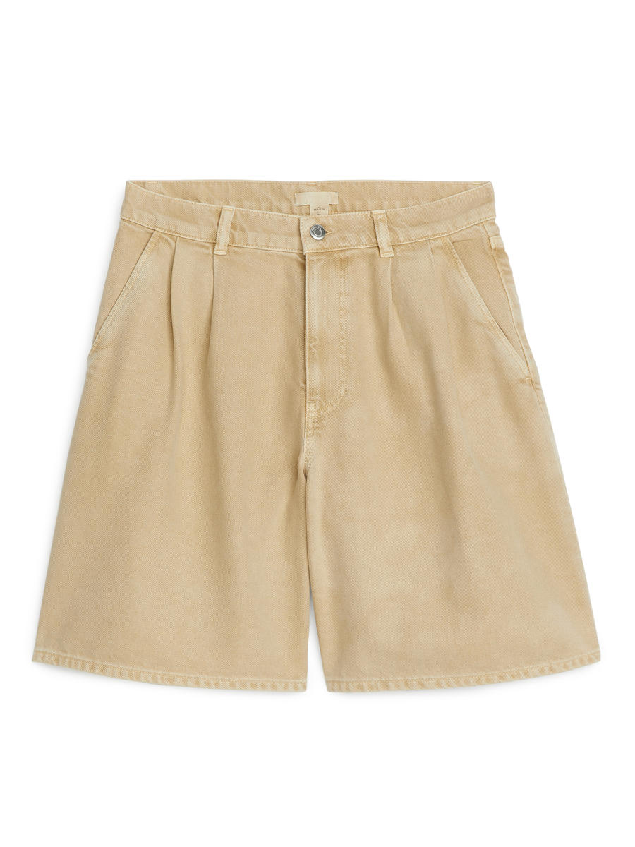 Pleat-Detail Shorts-#FFFFFF-7809