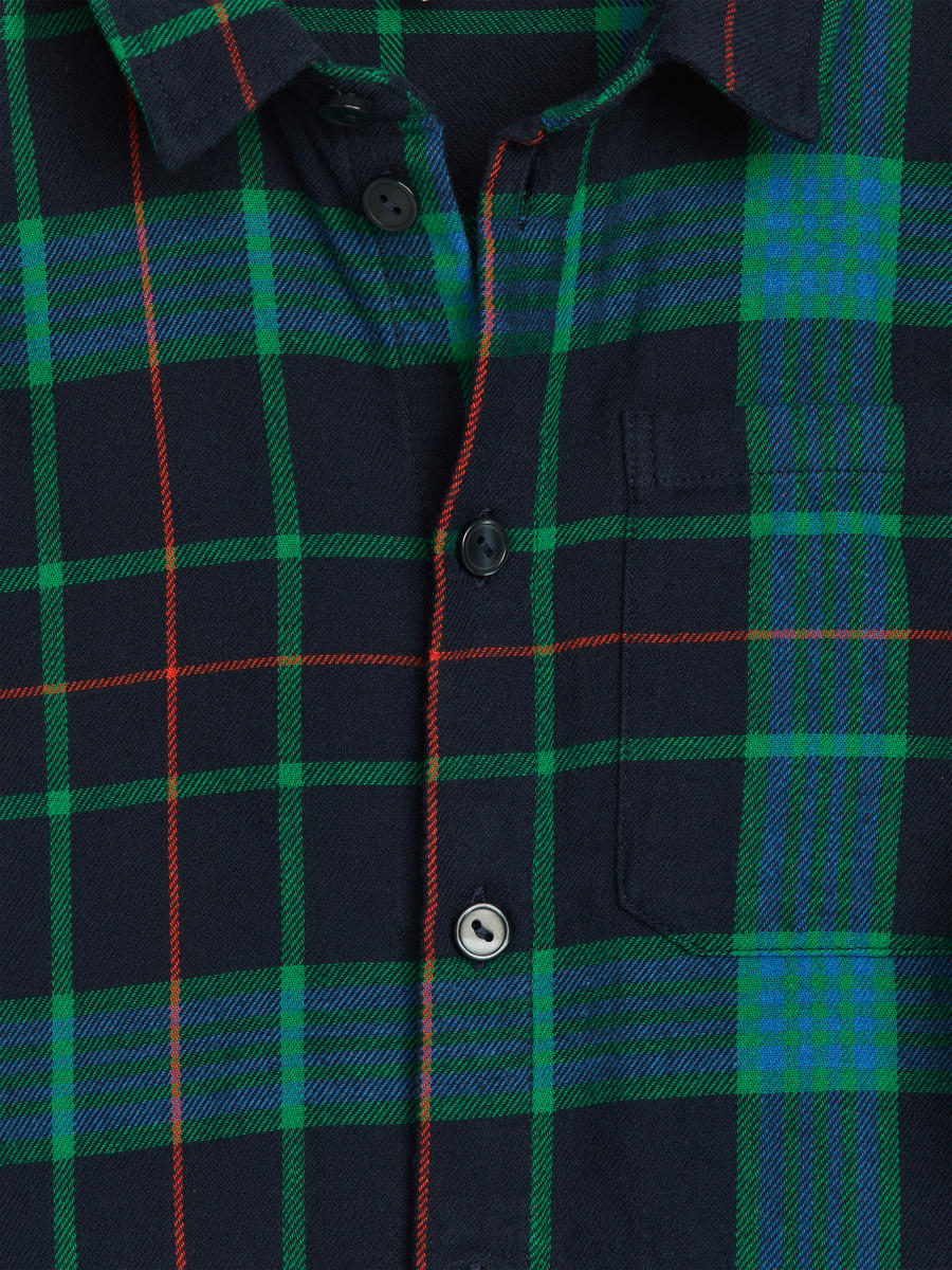 Checked Flannel Shirt-#3B4EA3-12956