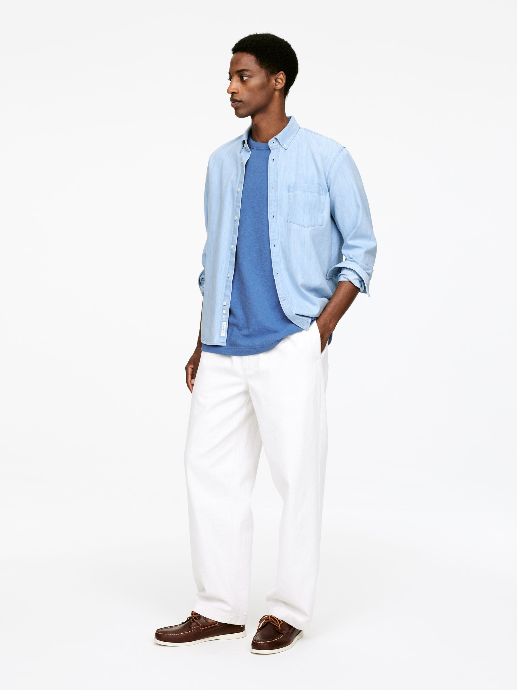 Relaxed Bouclé T-Shirt - Mid Blue - Loose fit - Men - StillMedia/Lookbook - 6