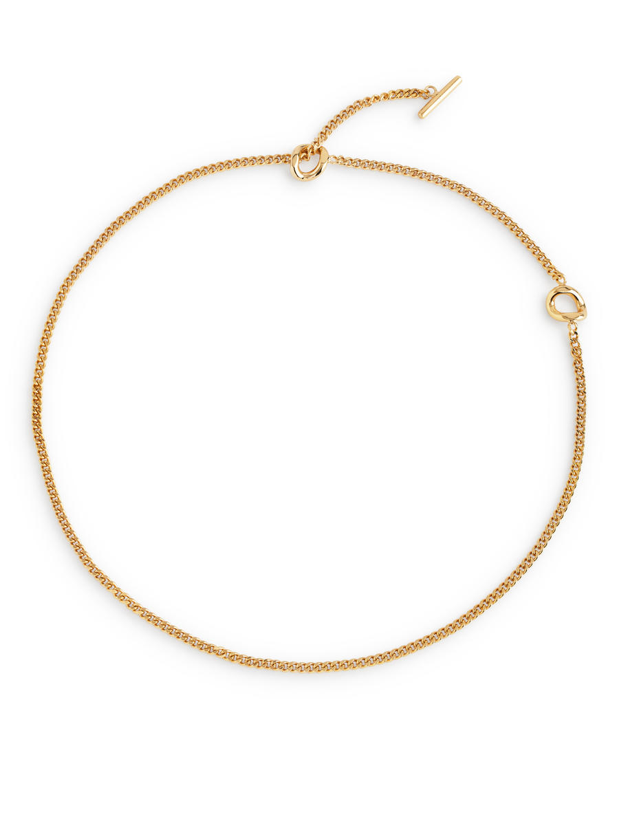 Gold-Plated T-Bar Necklace-#DECA94-12523