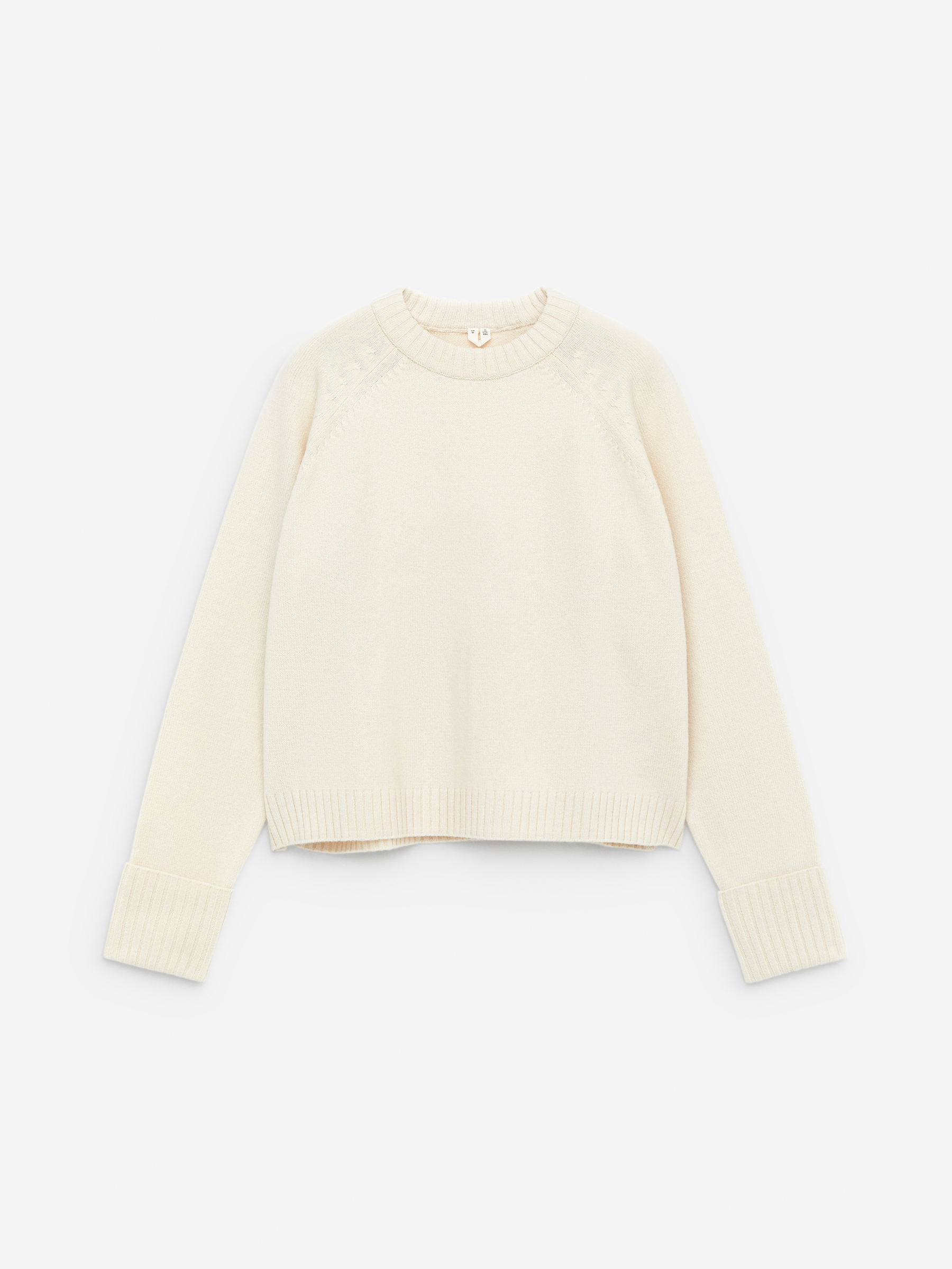 Folded Sleeve Wool Jumper-White-16523