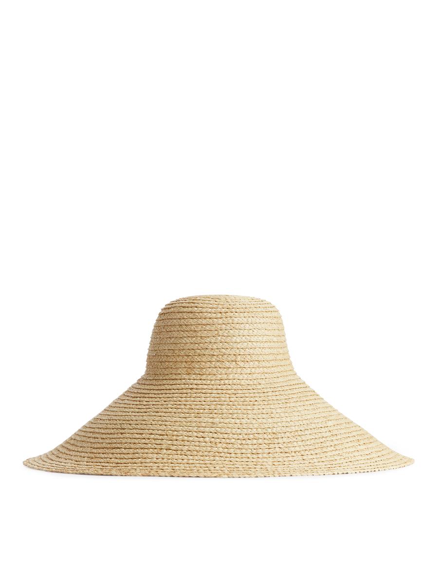 Wide Brim Straw Hat-#DED8C5-1386