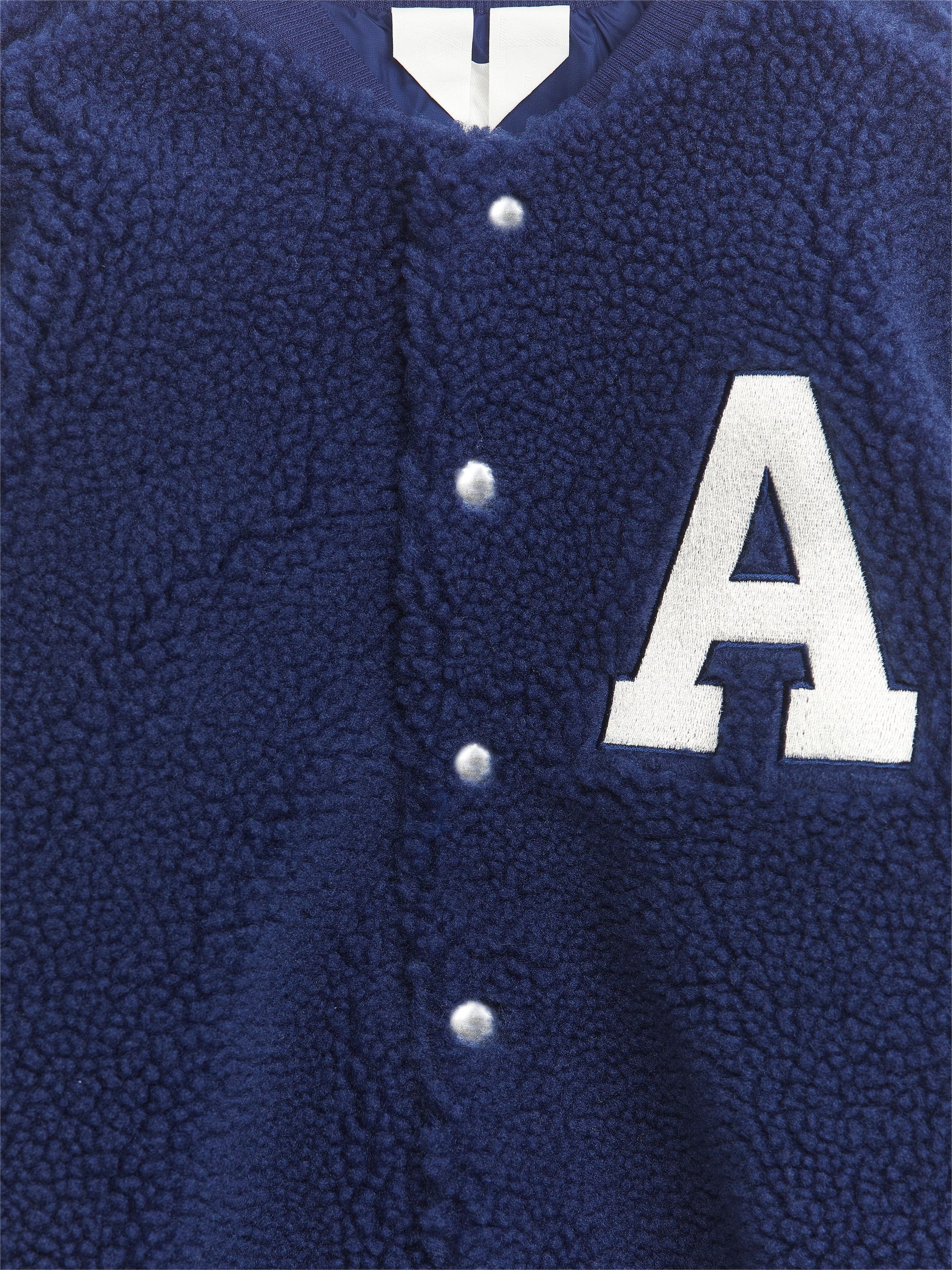 Veste oversize de style universitaire en polaire - Bleu/blanc - Oversized - Enfant - StillMedia/DescriptiveDetail - 3