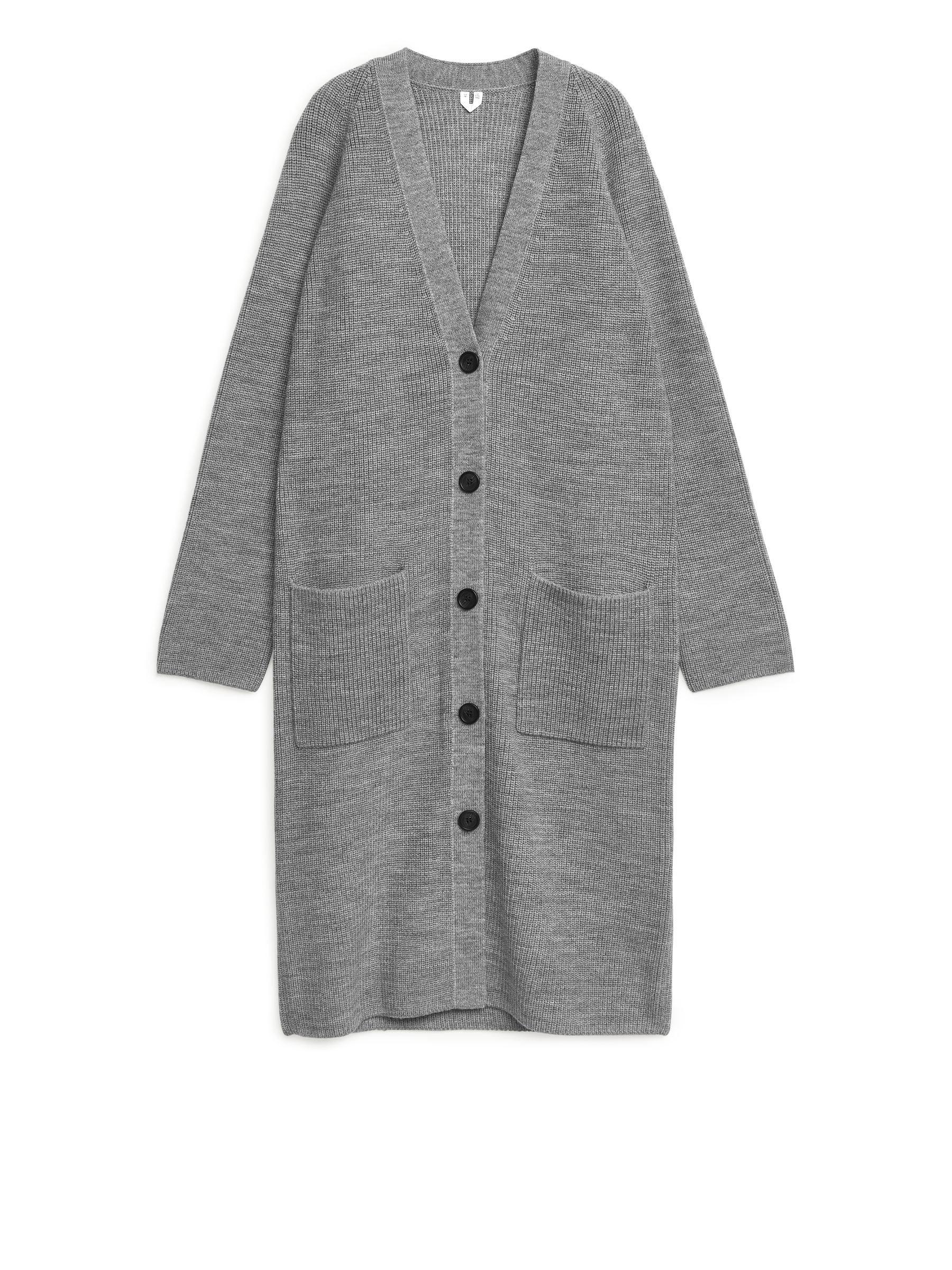 Long Wool Cotton Cardigan-#8D8E91-758