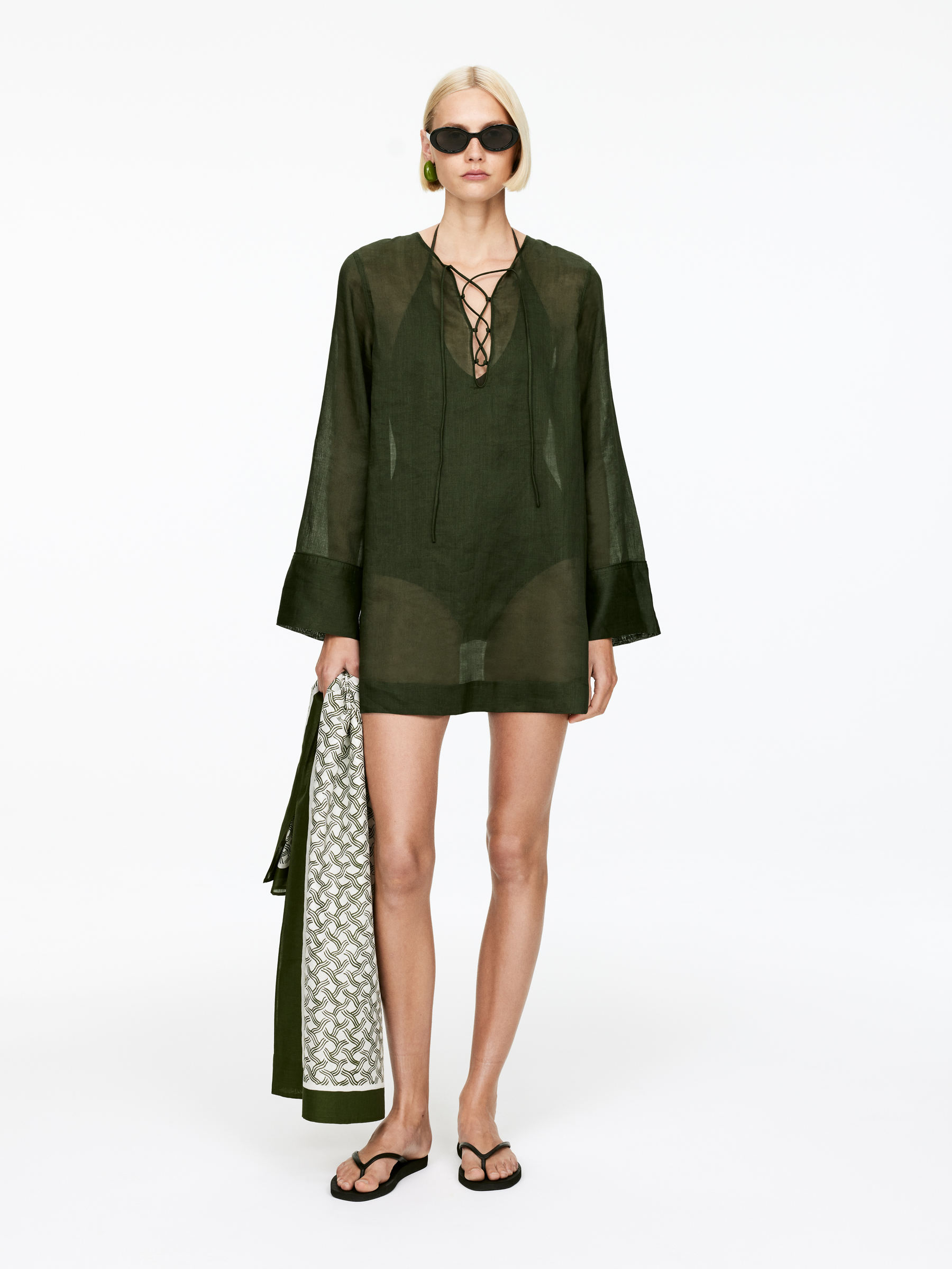 Ramie Beach Dress-#3C3F2E-15336