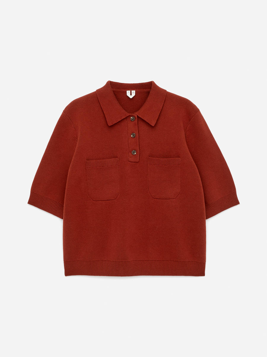 ARKET Women's  Cotton Polo Shirt Orange,  size XXS