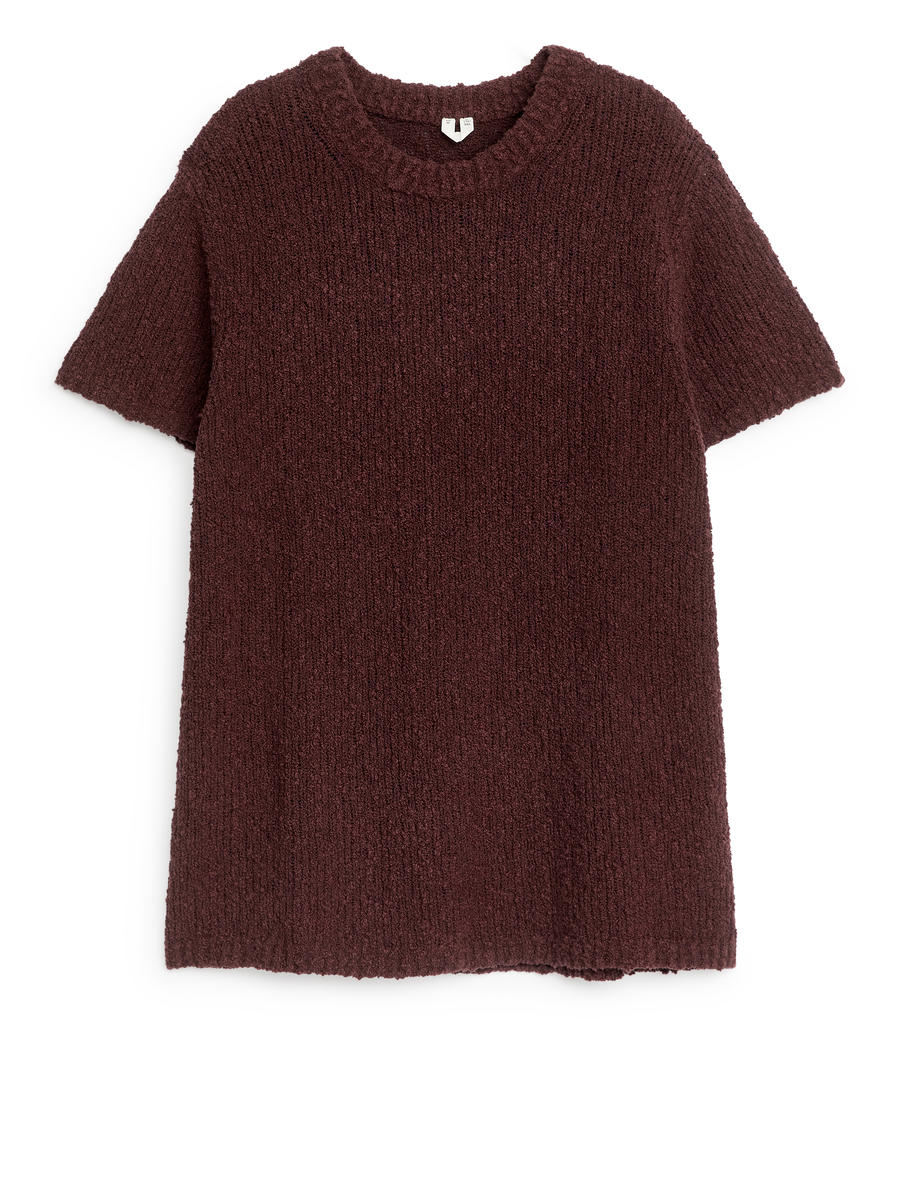 Open-Knit T-Shirt-#3A1A19-11639