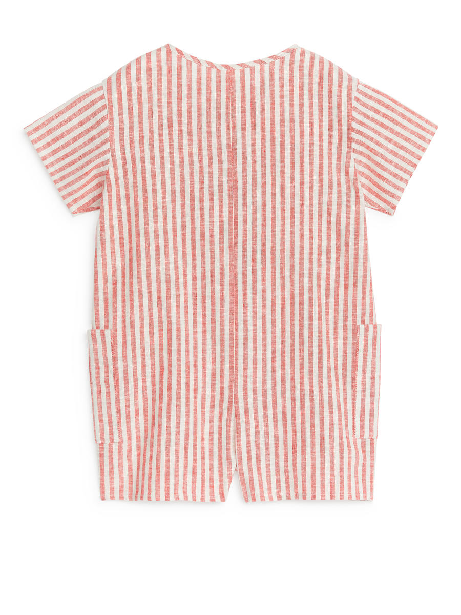 Linen Romper - White/Red - Loose fit - Children - 1178853003