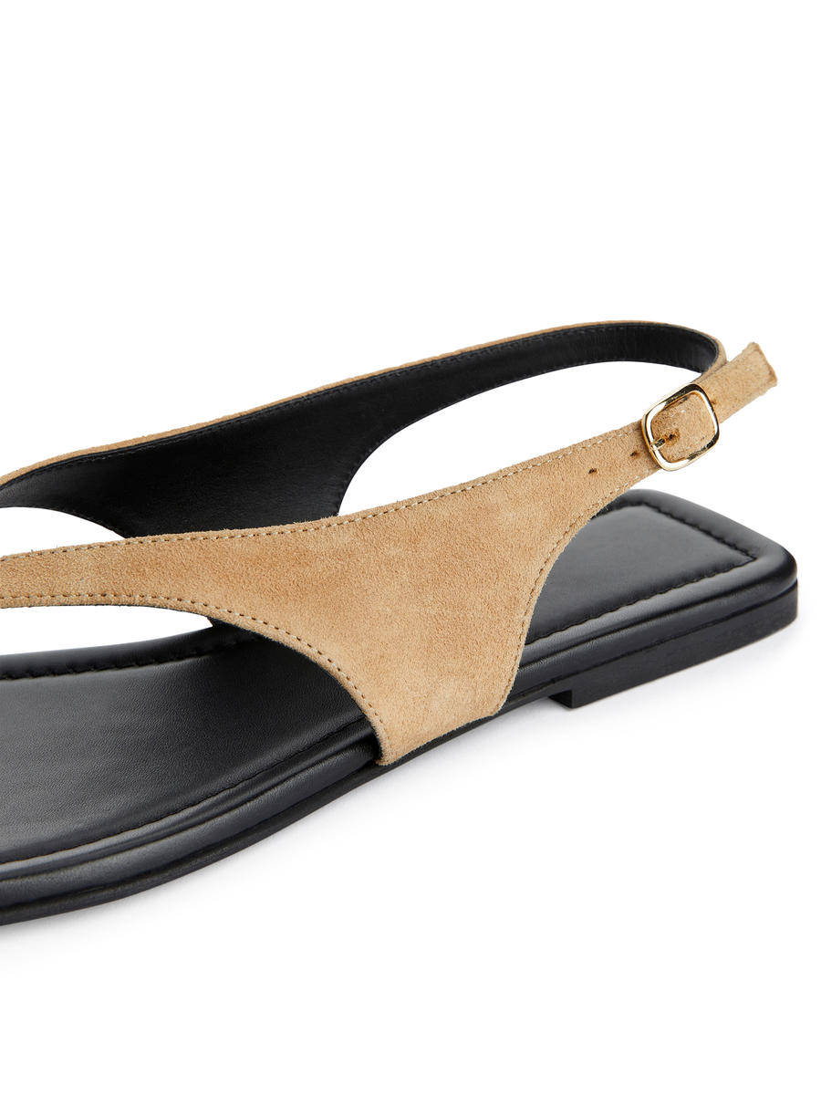 Suede Thong Sandals - Beige - Women - 1235665002