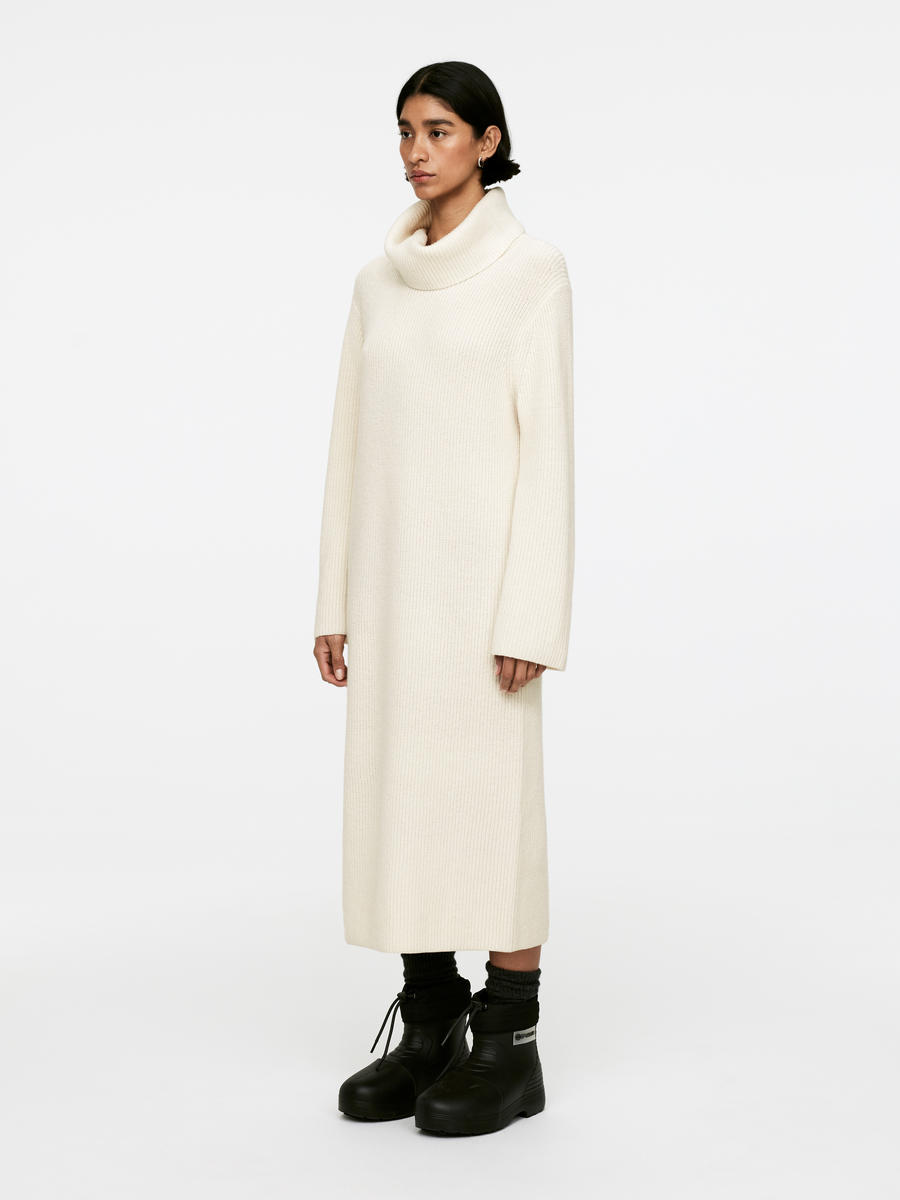 Roll-Neck Wool Dress-#F2E8D6-13345