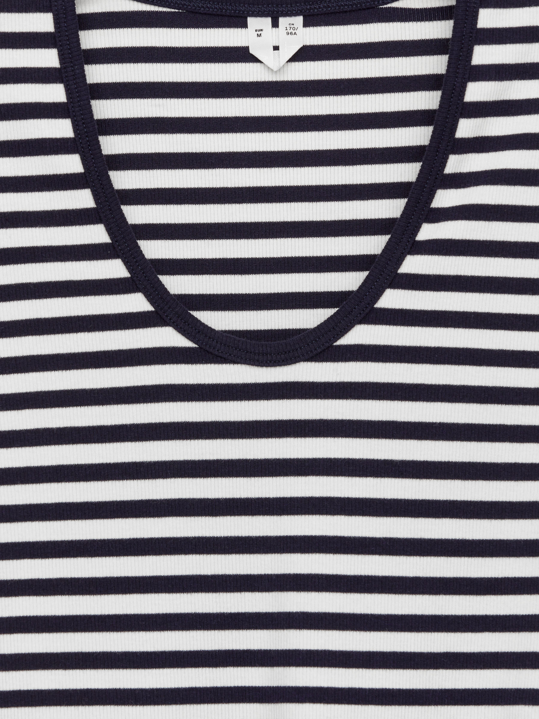 T-shirt côtelé - Bleu foncé/Blanc - Slim fit - Femme - StillMedia/DescriptiveDetail - 1