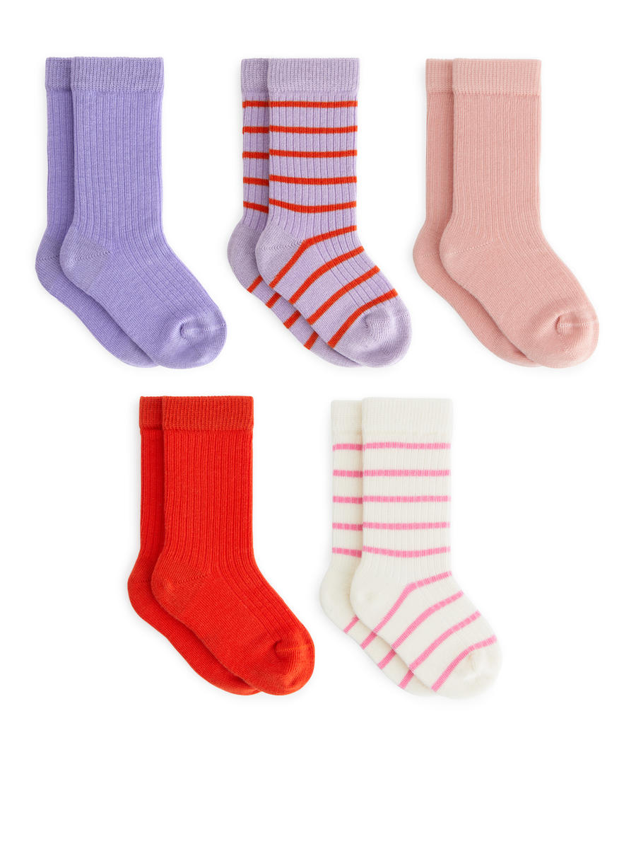 Rib Knit Baby Socks, 5 Pairs-#9687B7-12715