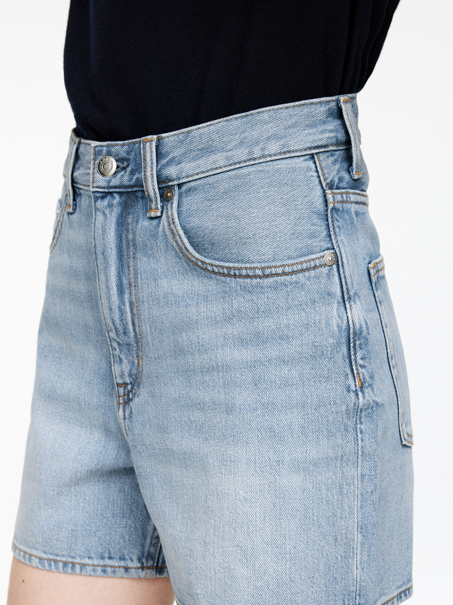 Jeansshorts - Verwaschenes Blau - Regular Fit - Damen - 1231078009