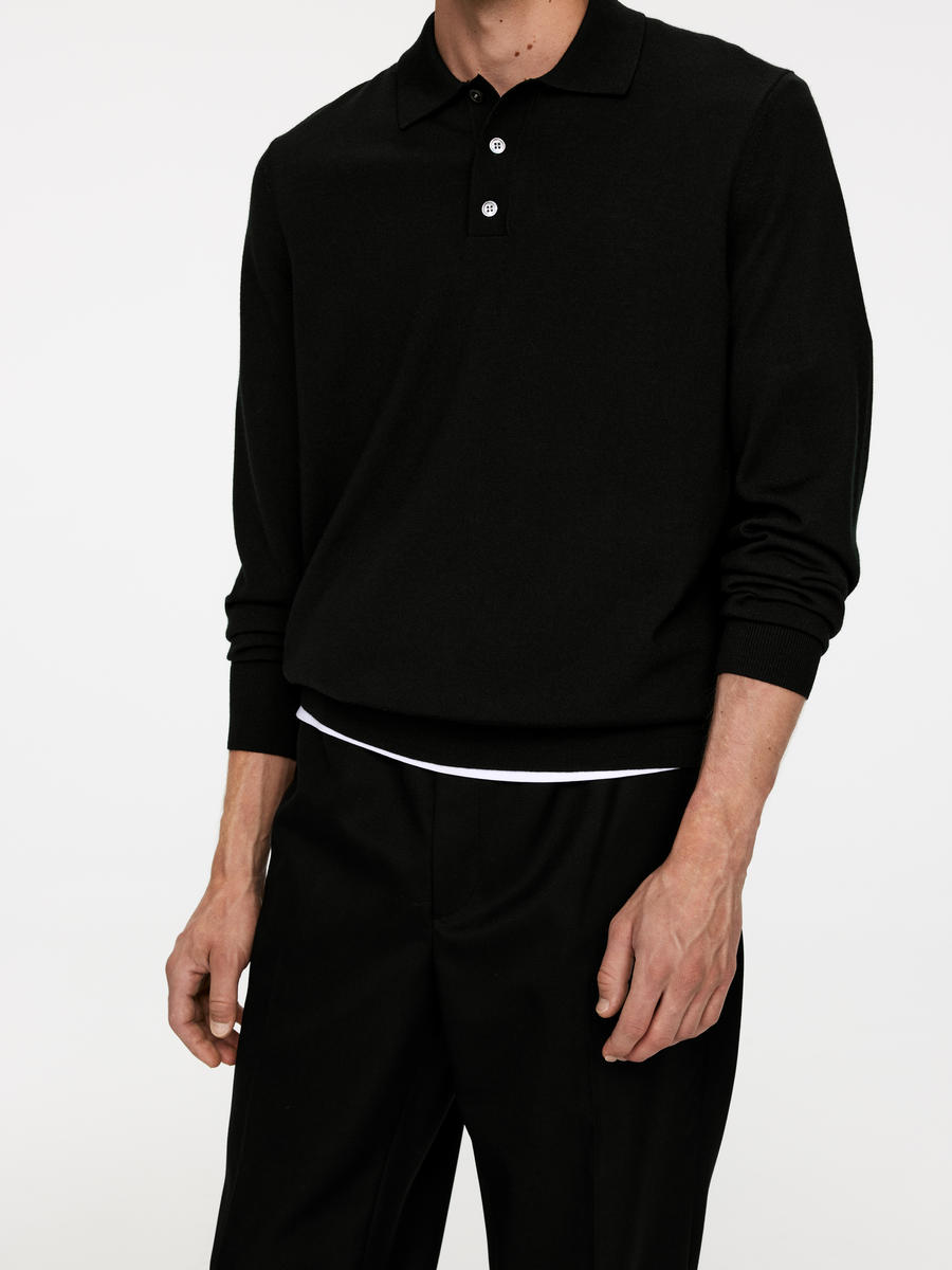 Merino Polo Jumper-#272628-9664