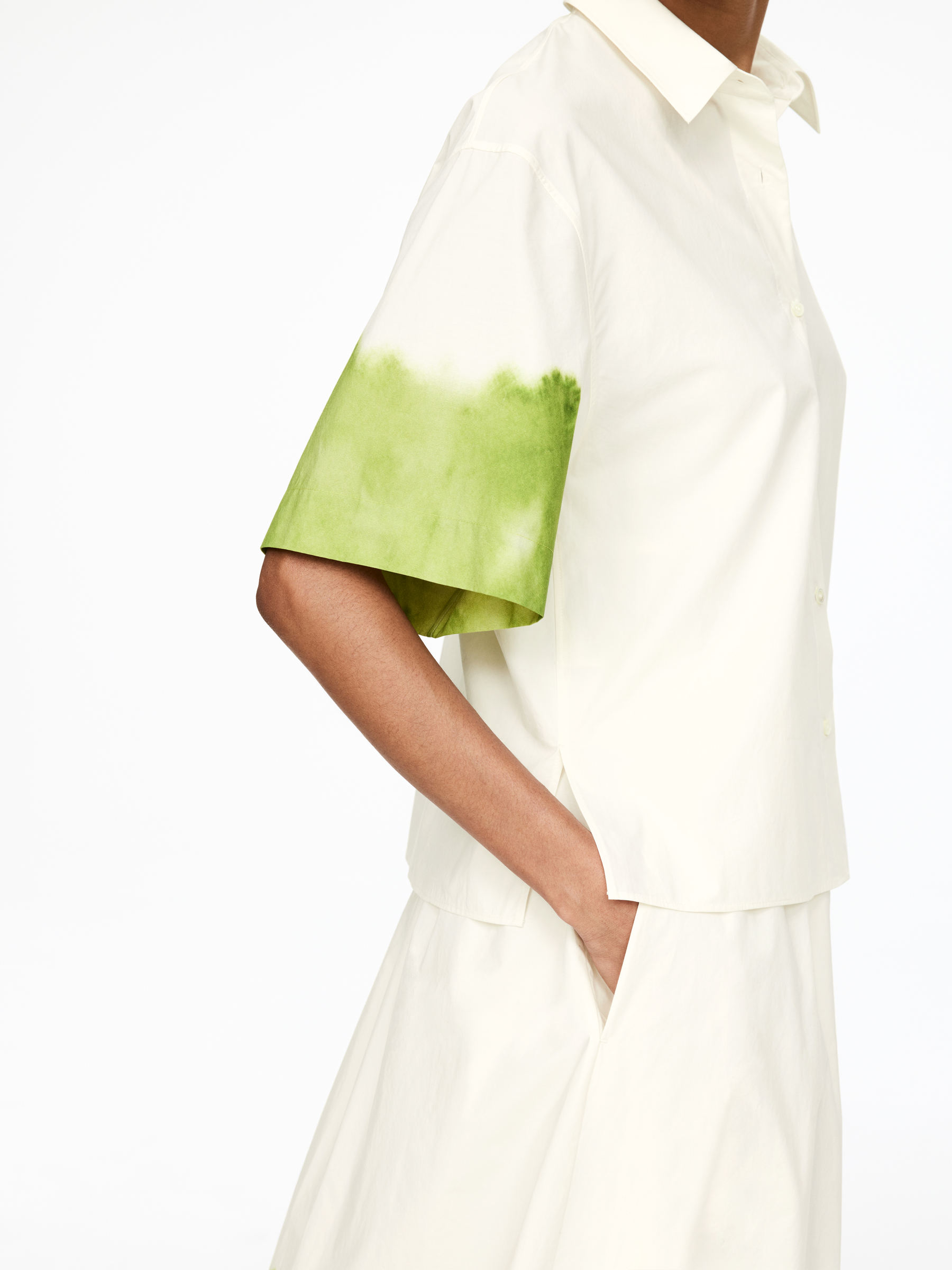 Printed Shirt - Off White/Green - Regular fit - Women - StillMedia/Lookbook - 4