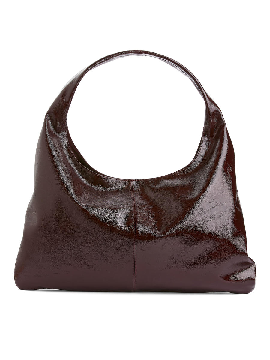 Shiny Leather Bag-#552E38-11936