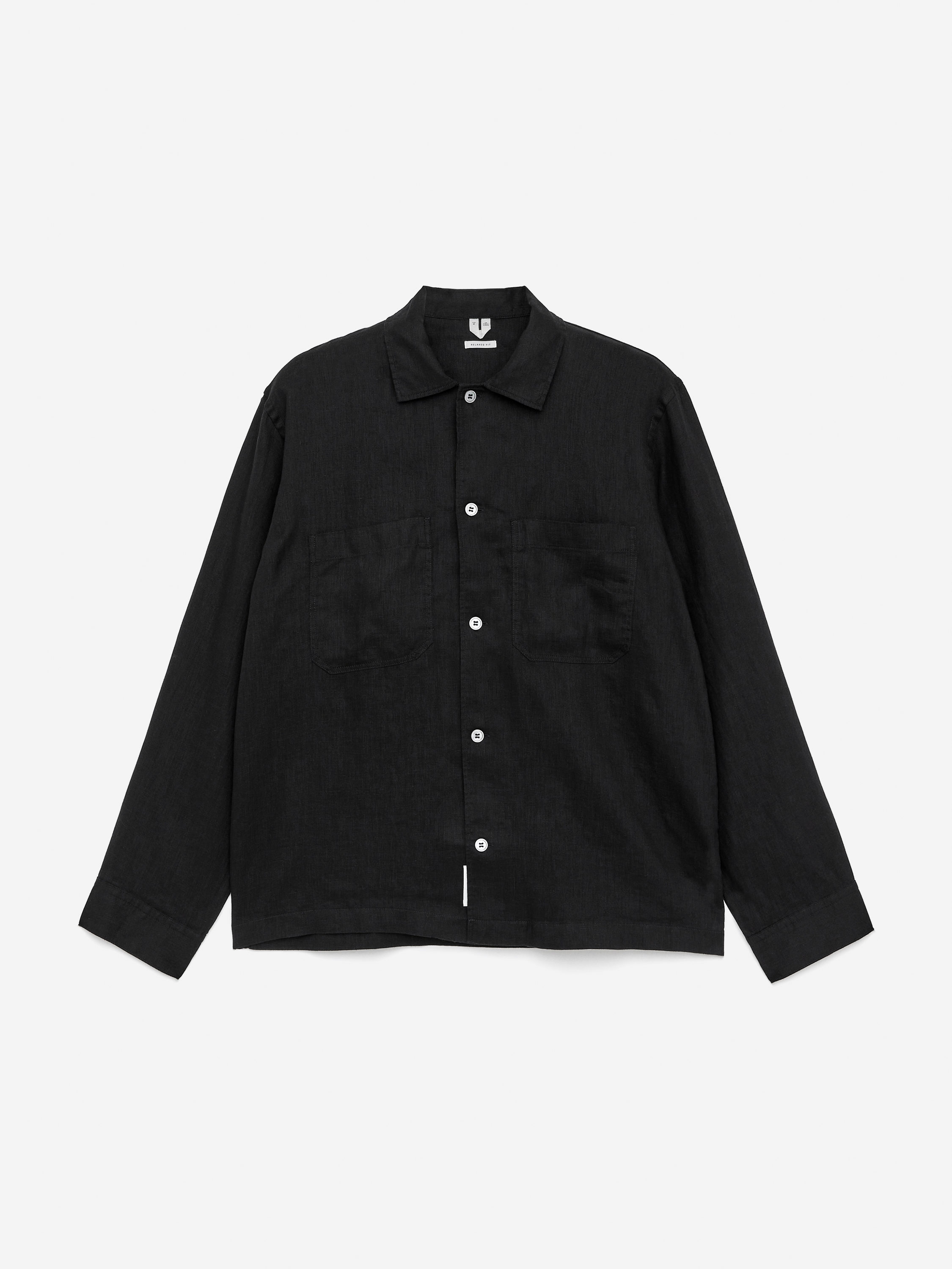 E LINEN × RAYON black L/S shirt Relaxed Linen Shirt – Dark Blue – Men – ARKET GB