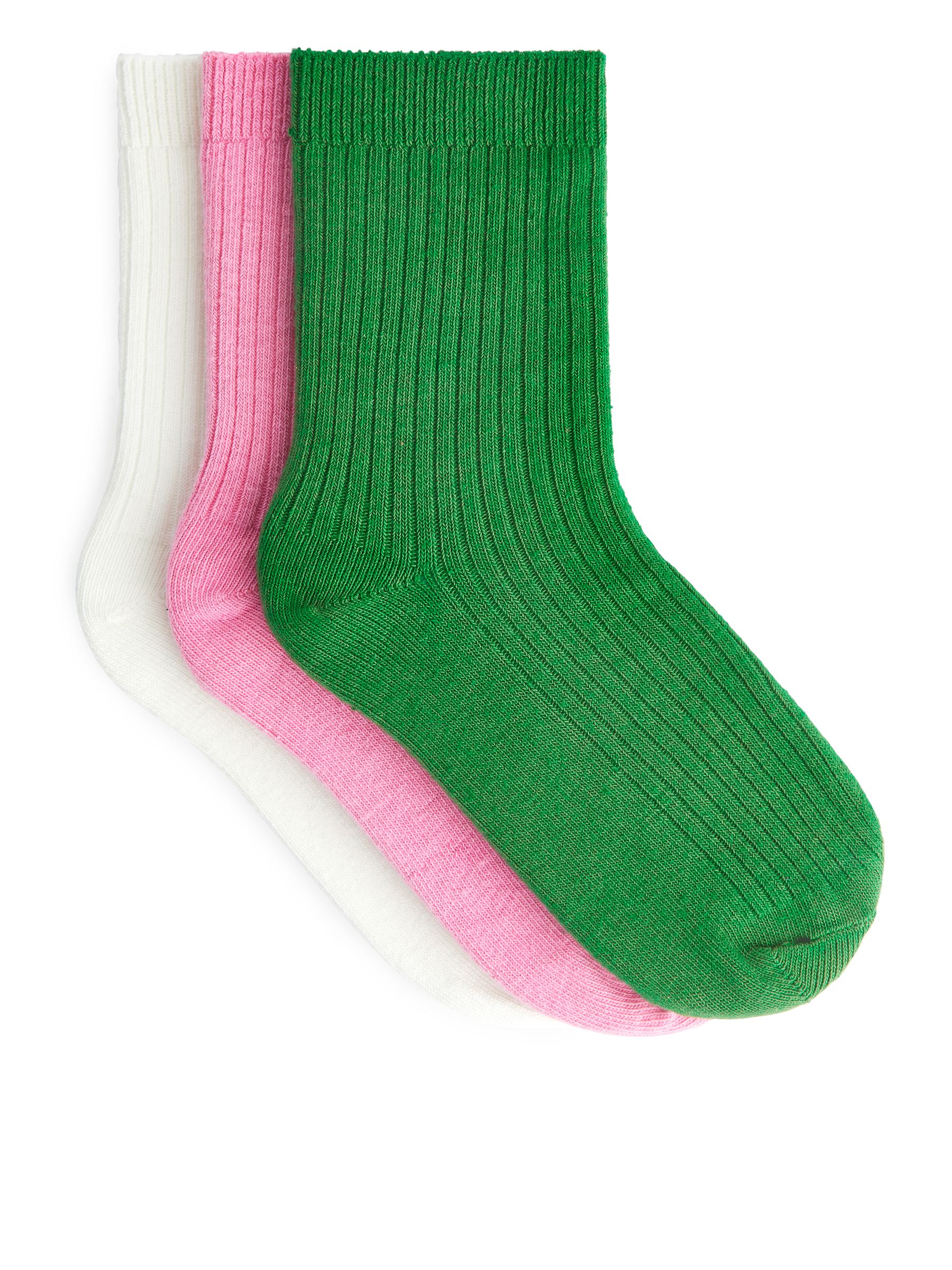 Rippstricksocken, 3 Paare - Weiß/rosa/grün - Regular Fit - Kinder - StillMedia/DescriptiveStillLife - 1
