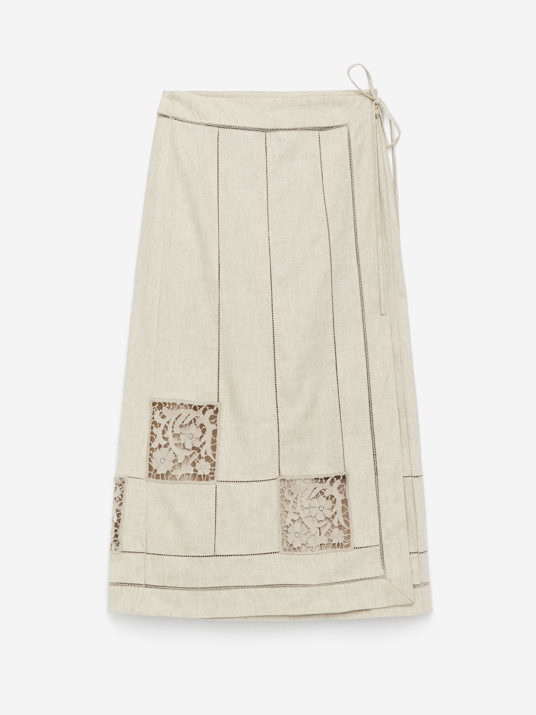 Embroidered Wrap Skirt-#D0C2AA-15878
