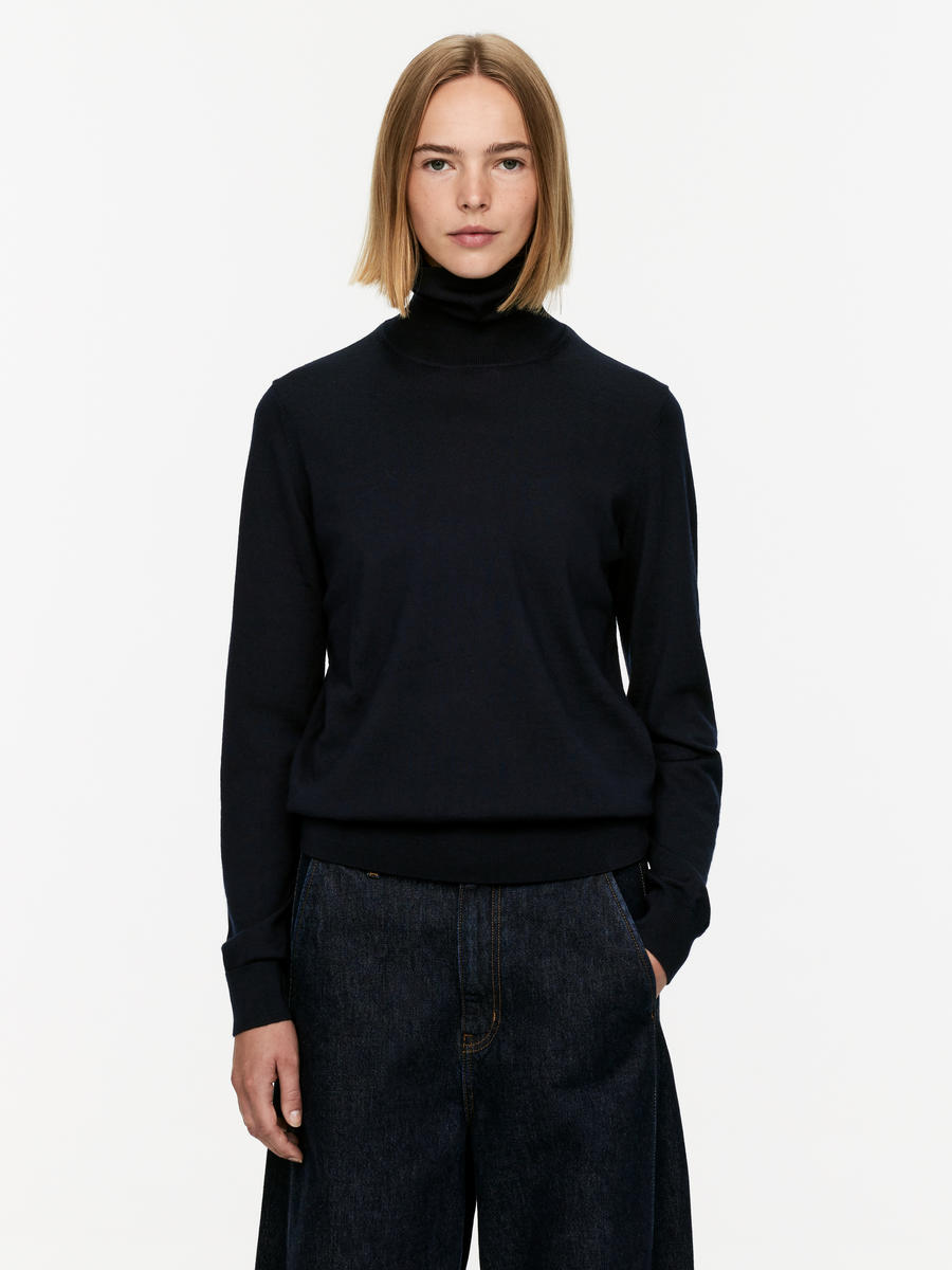 Roll-Neck Merino Jumper-#38373F-12319