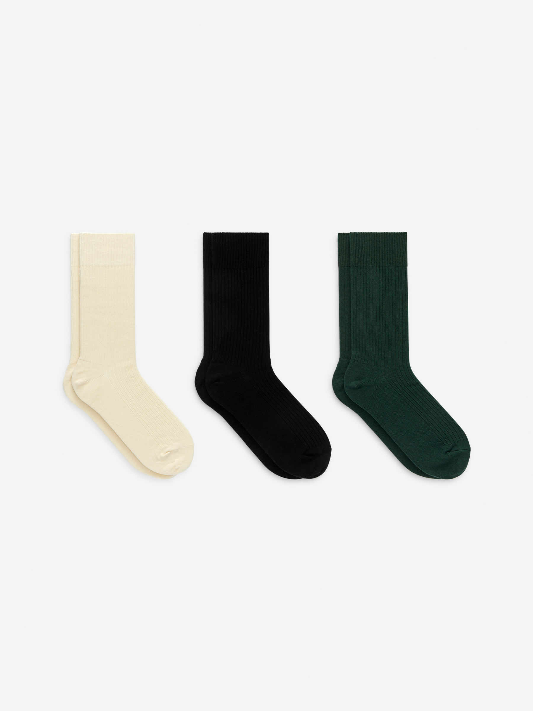 Supima Cotton Rib Socks Set of 3 pairs-#3E4849-16019