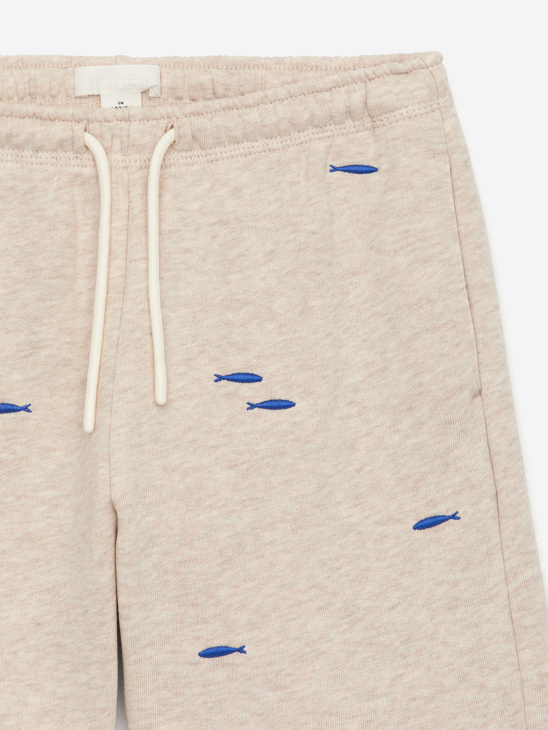 Embroidered Sweatshorts - Oat Melange/Blue Fishes - Relaxed fit - Children - StillMedia/DescriptiveDetail - 3