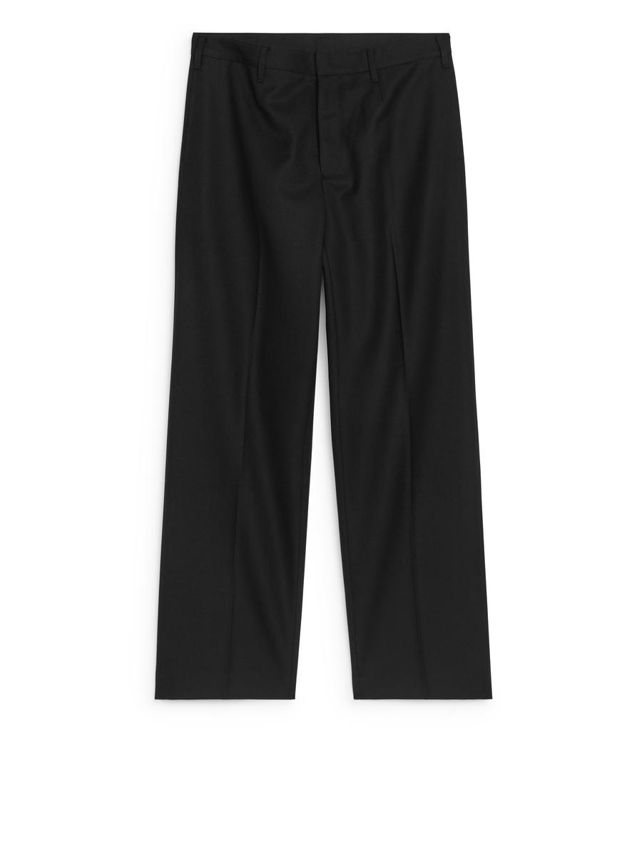 Wide Wool Trousers-#272628-12676