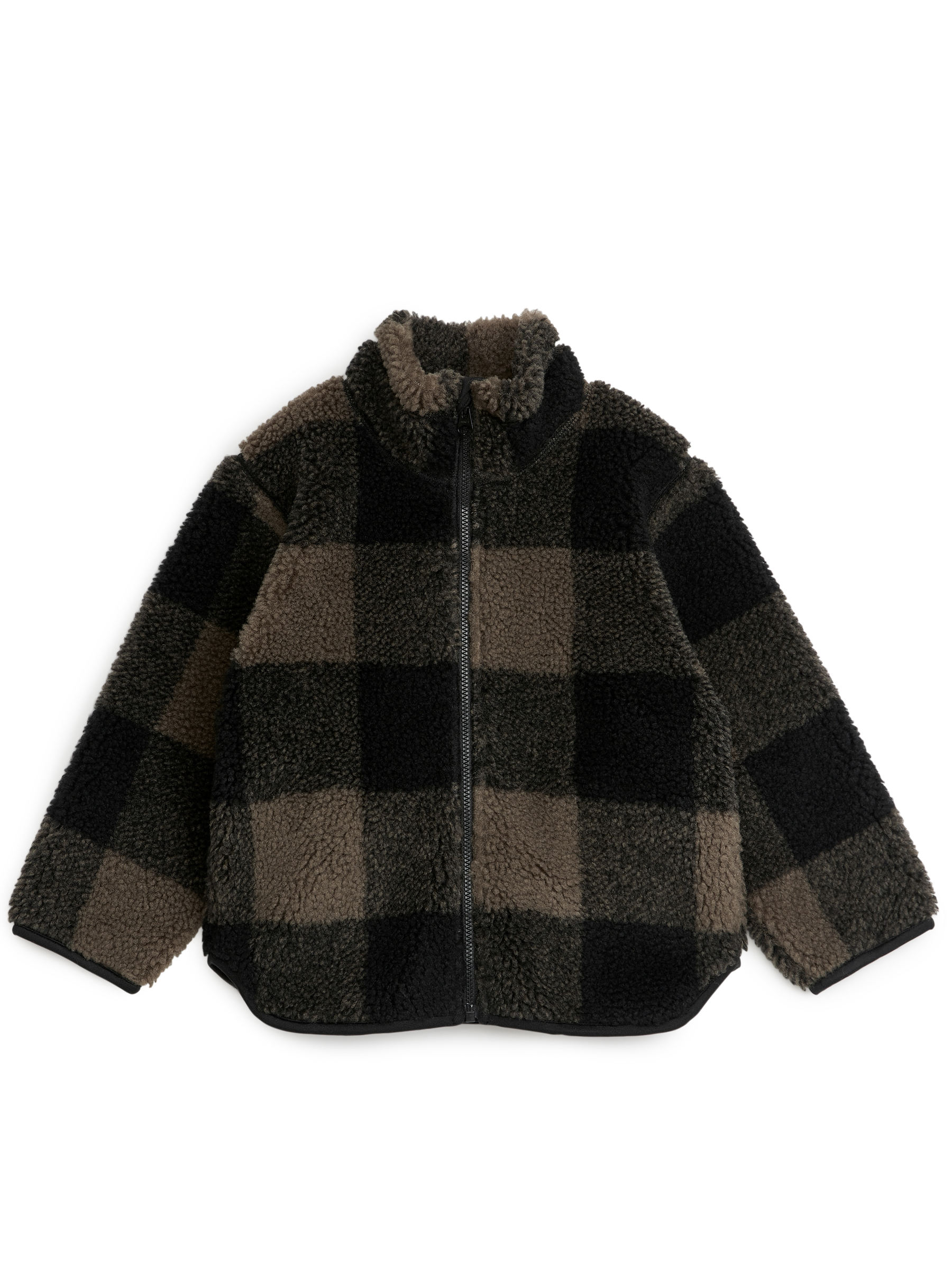 Karierte Teddyjacke - Schwarz/Graubraun - Regular Fit - Kinder - StillMedia/DescriptiveStillLife - 1