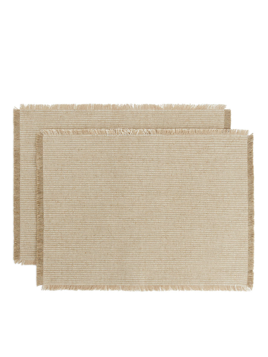 Linen Blend Placemat Set of 2-#D0C2AA-7015