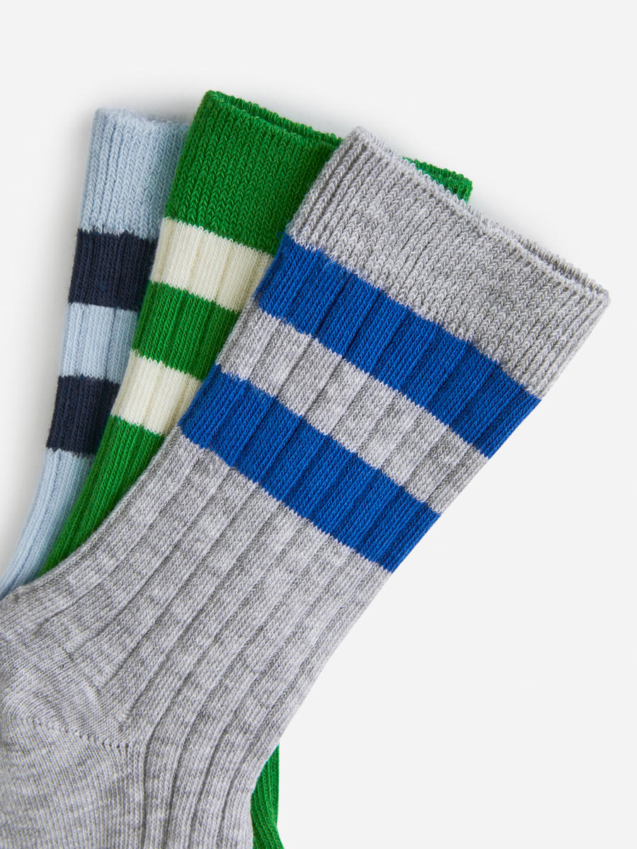 Rib Knit Socks Set of 3-#A3BBE0-12764