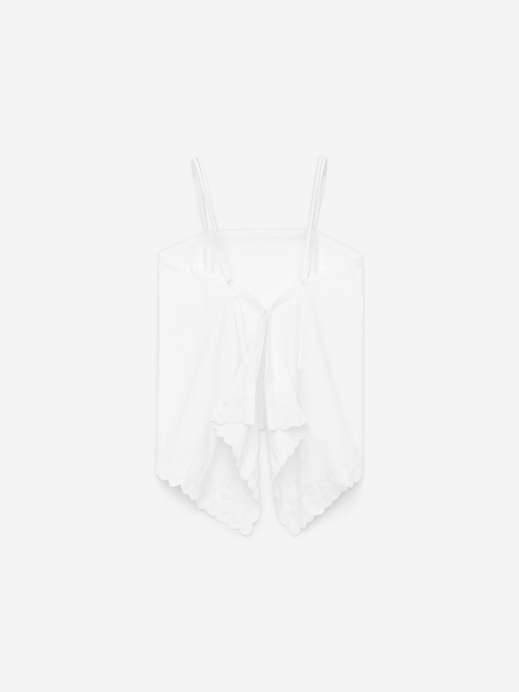 Topp med smala axelband och brodyr - Vit - Regular fit - Women - StillMedia/DescriptiveStillLife - 1