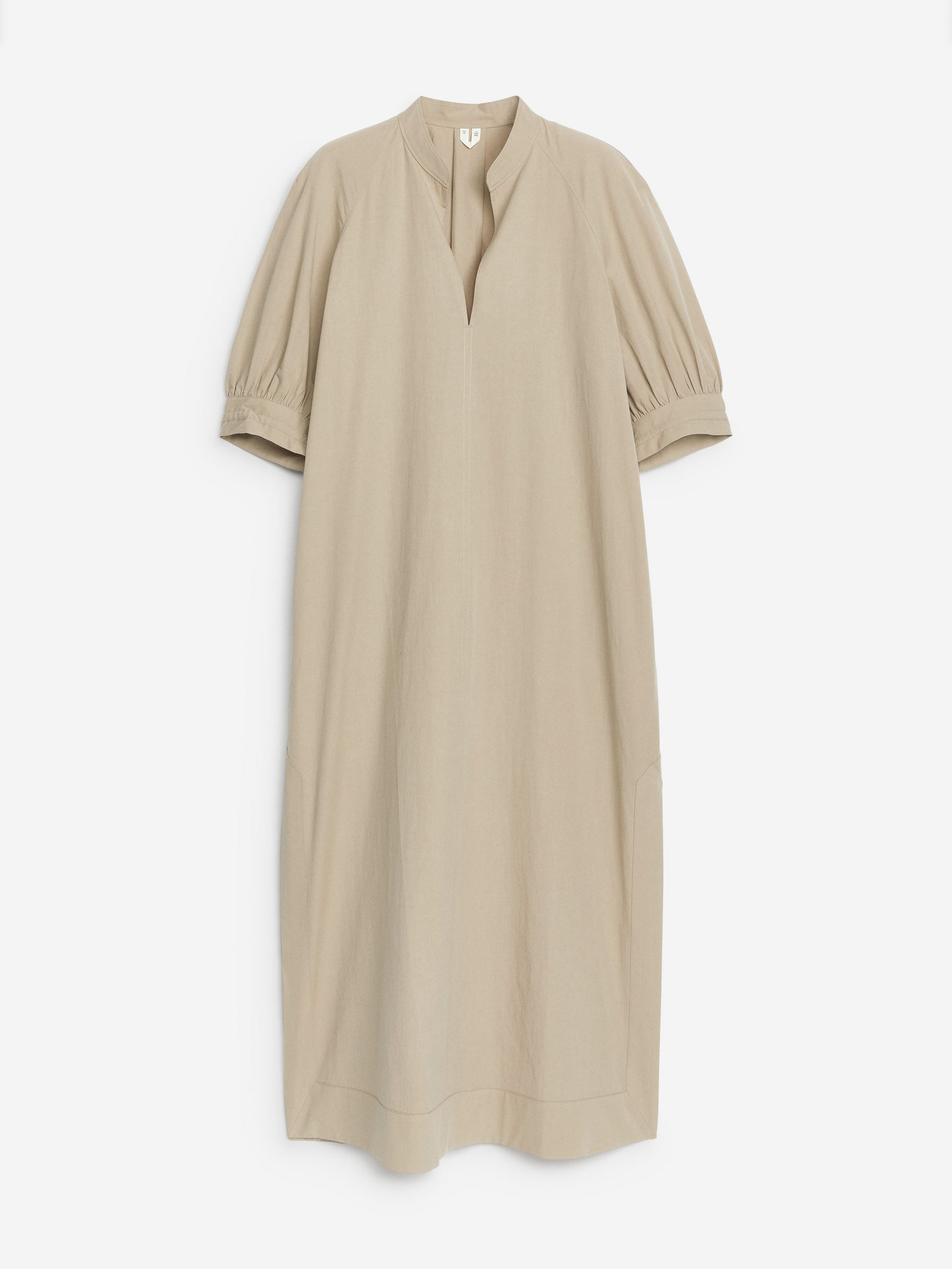 Puff-Sleeve Maxi Dress-#A49B8B-7330