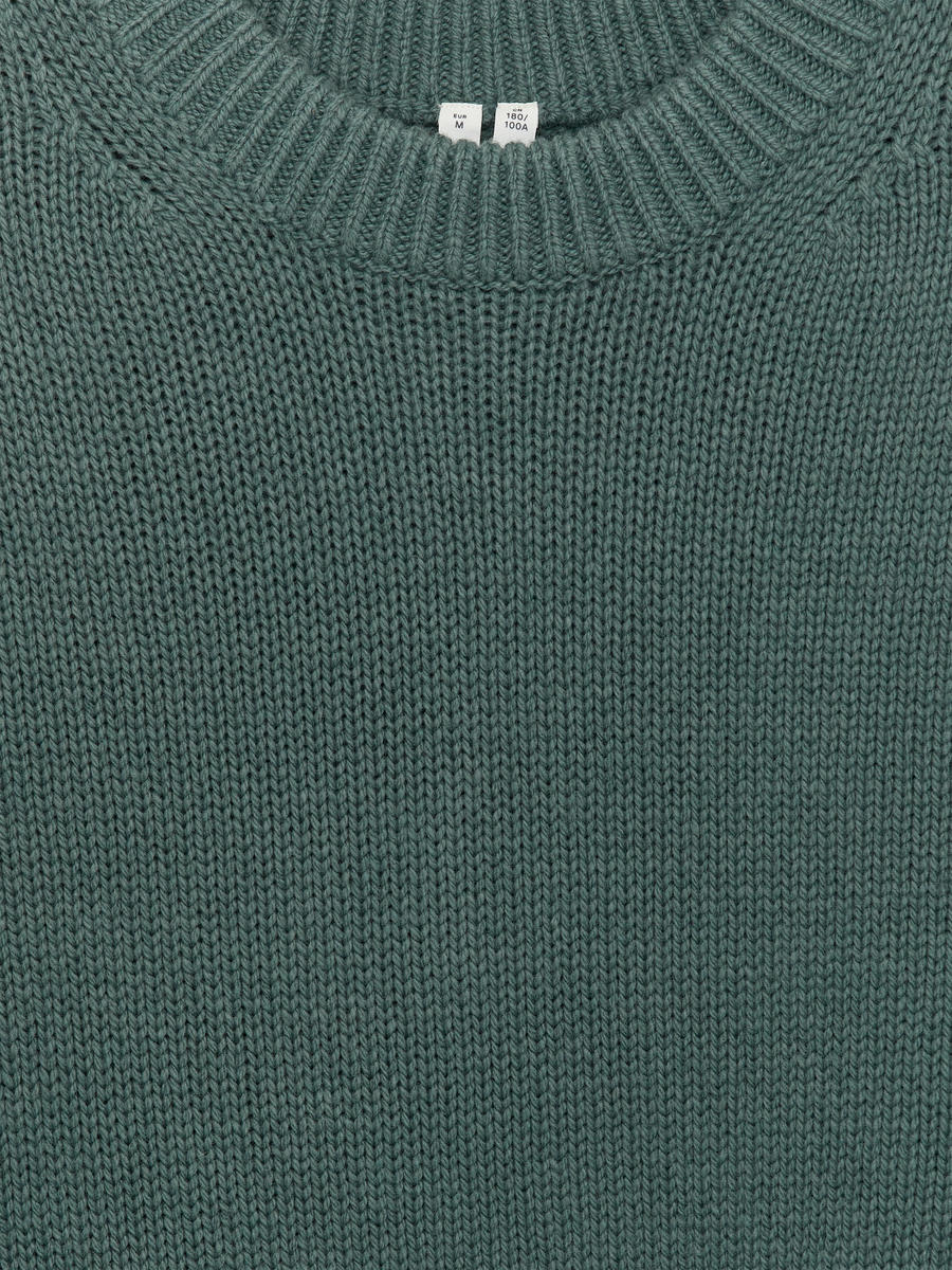 Pull en maille de laine épaisse-#5A6466-14369