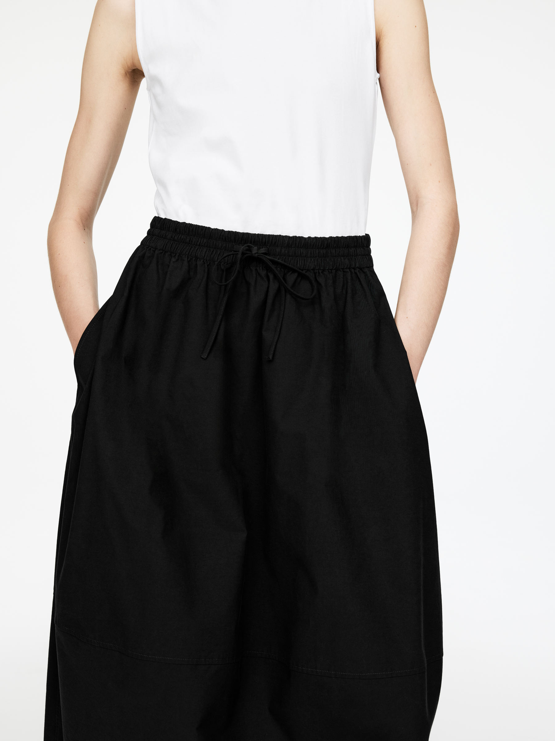 Cotton Midi Skirt - Black - Regular fit - Women - StillMedia/Lookbook - 4