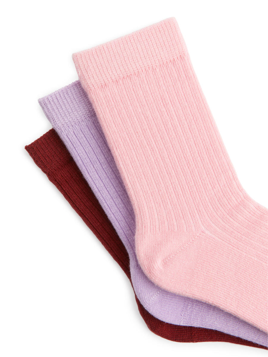 Chaussettes en maille côtelée, 3 paires-#E3B2C2-12895