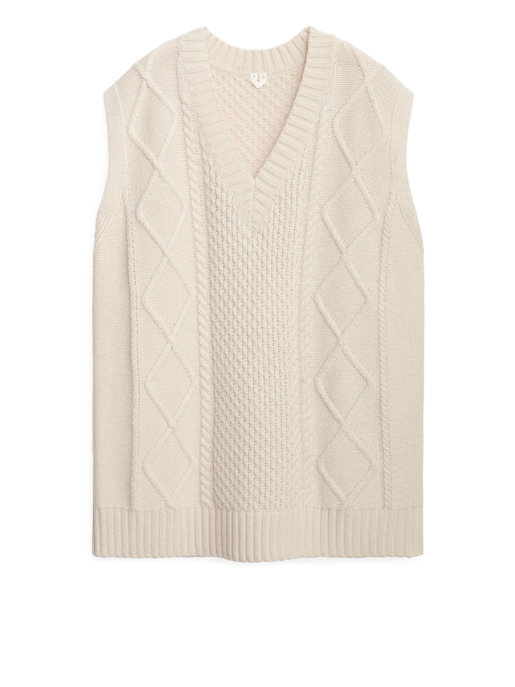 Cable-Knit Wool Vest - Off White - Relaxed fit - Women - StillMedia/DescriptiveStillLife - 1