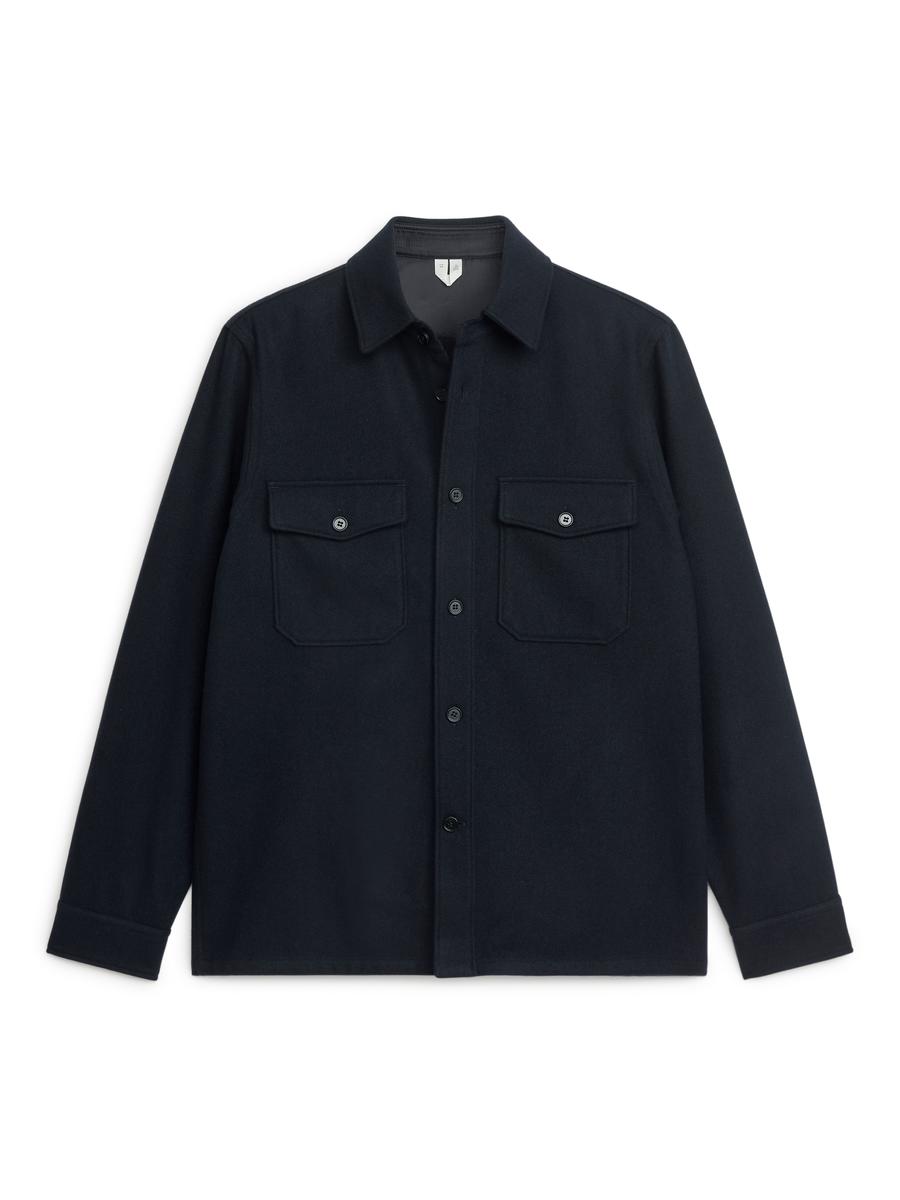 Wool Overshirt - Dark Blue - Regular fit - Men - 1005340010