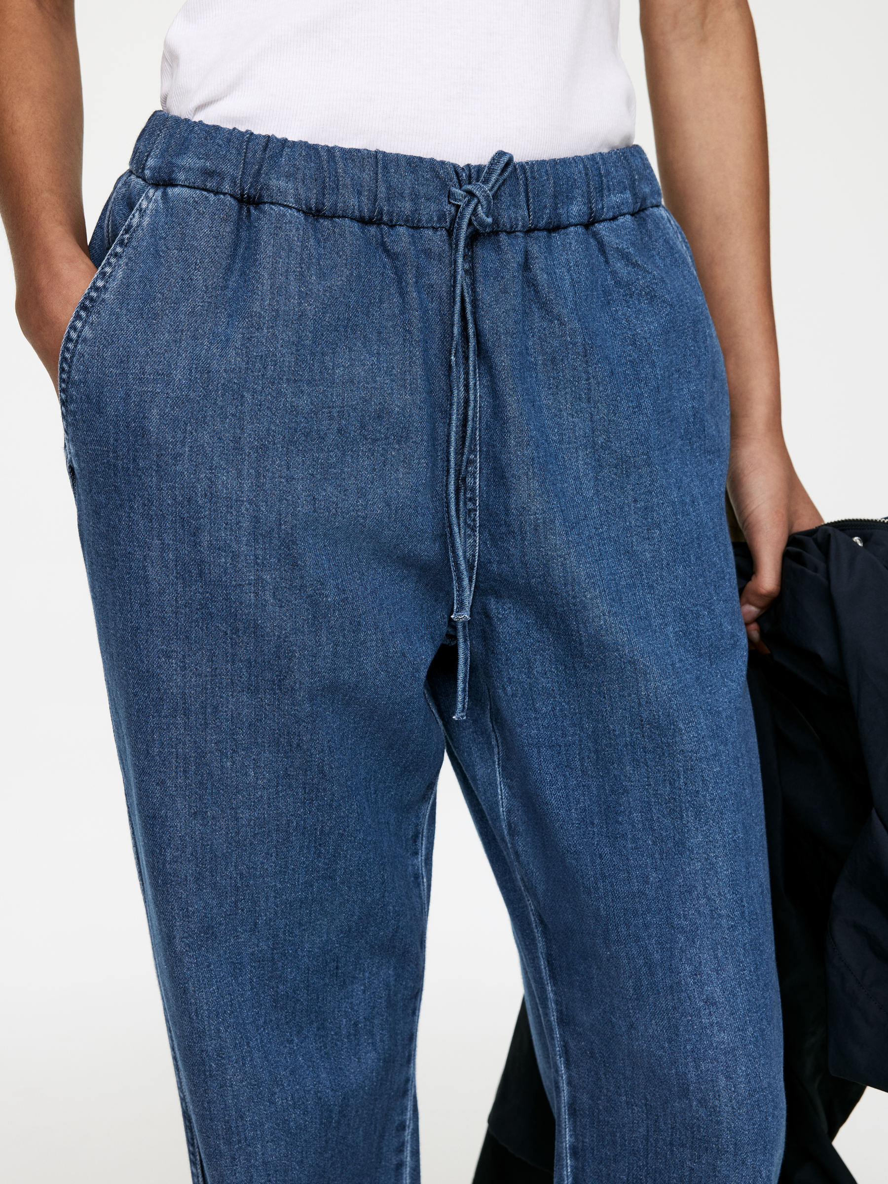 Pantalon en jean avec cordon de serrage-#485577-7033