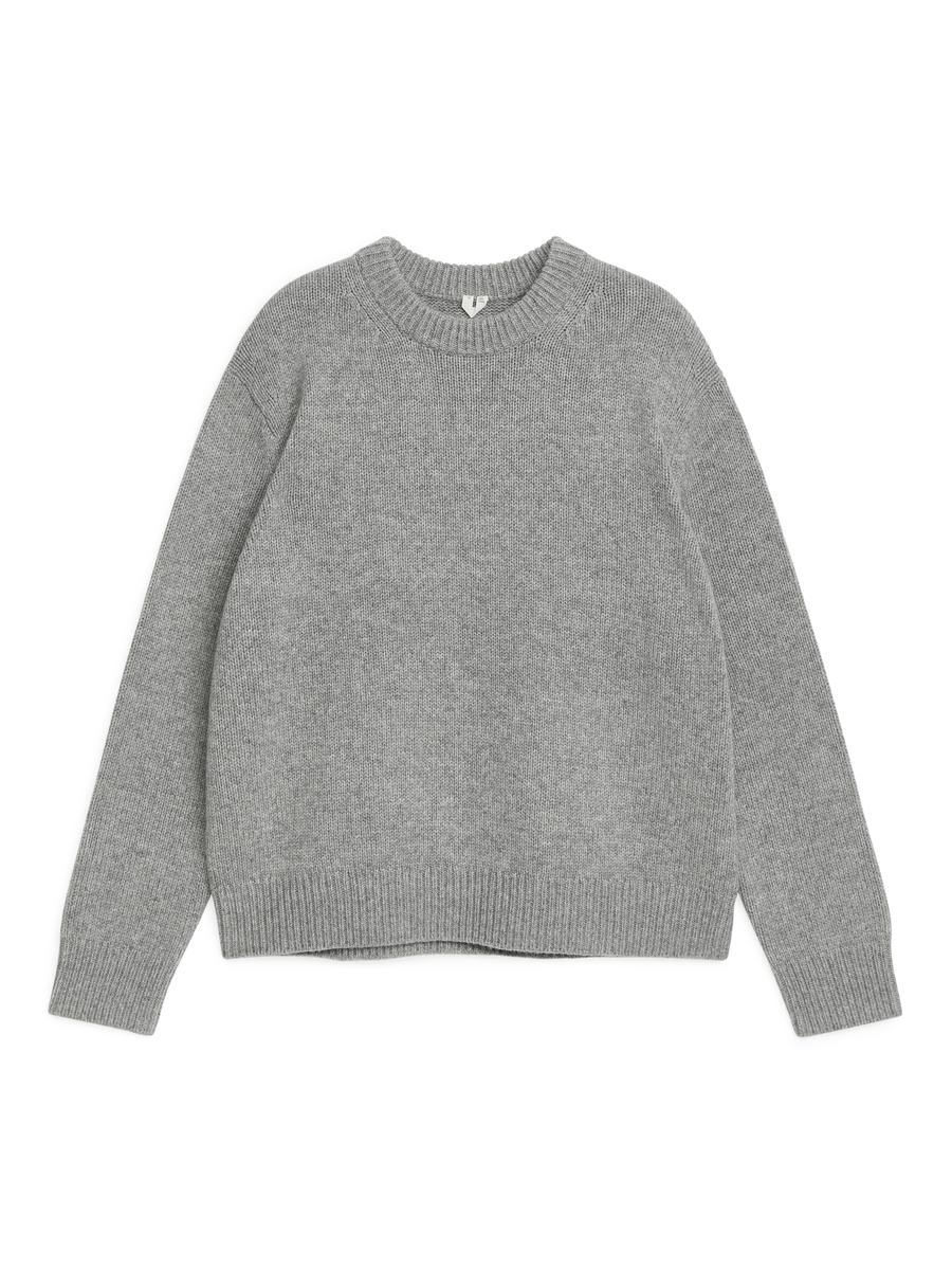 Heavy Knit Wool Blend Jumper-#C0C3C6-9619