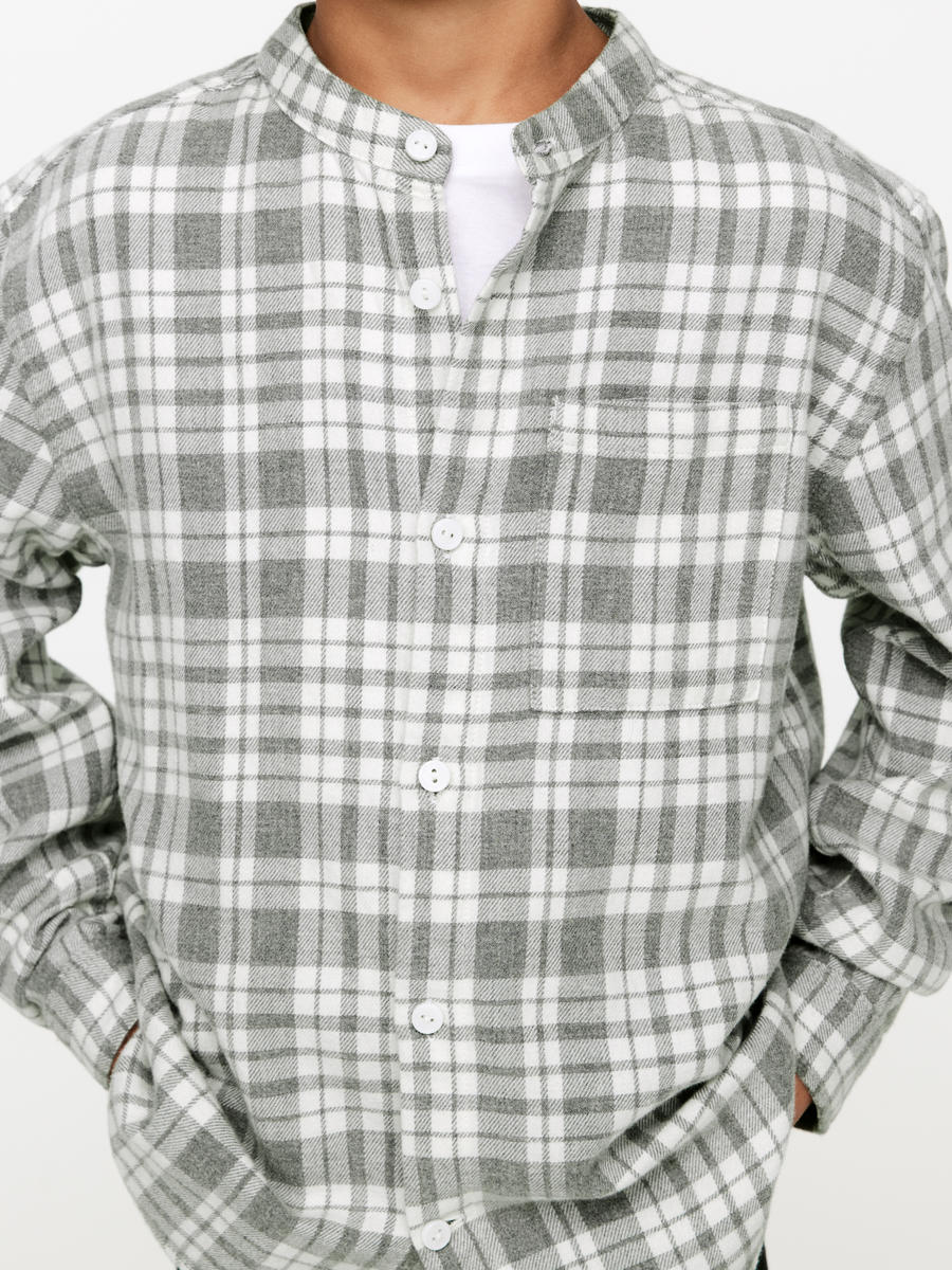 Flannel Shirt-#B9BABC-13493