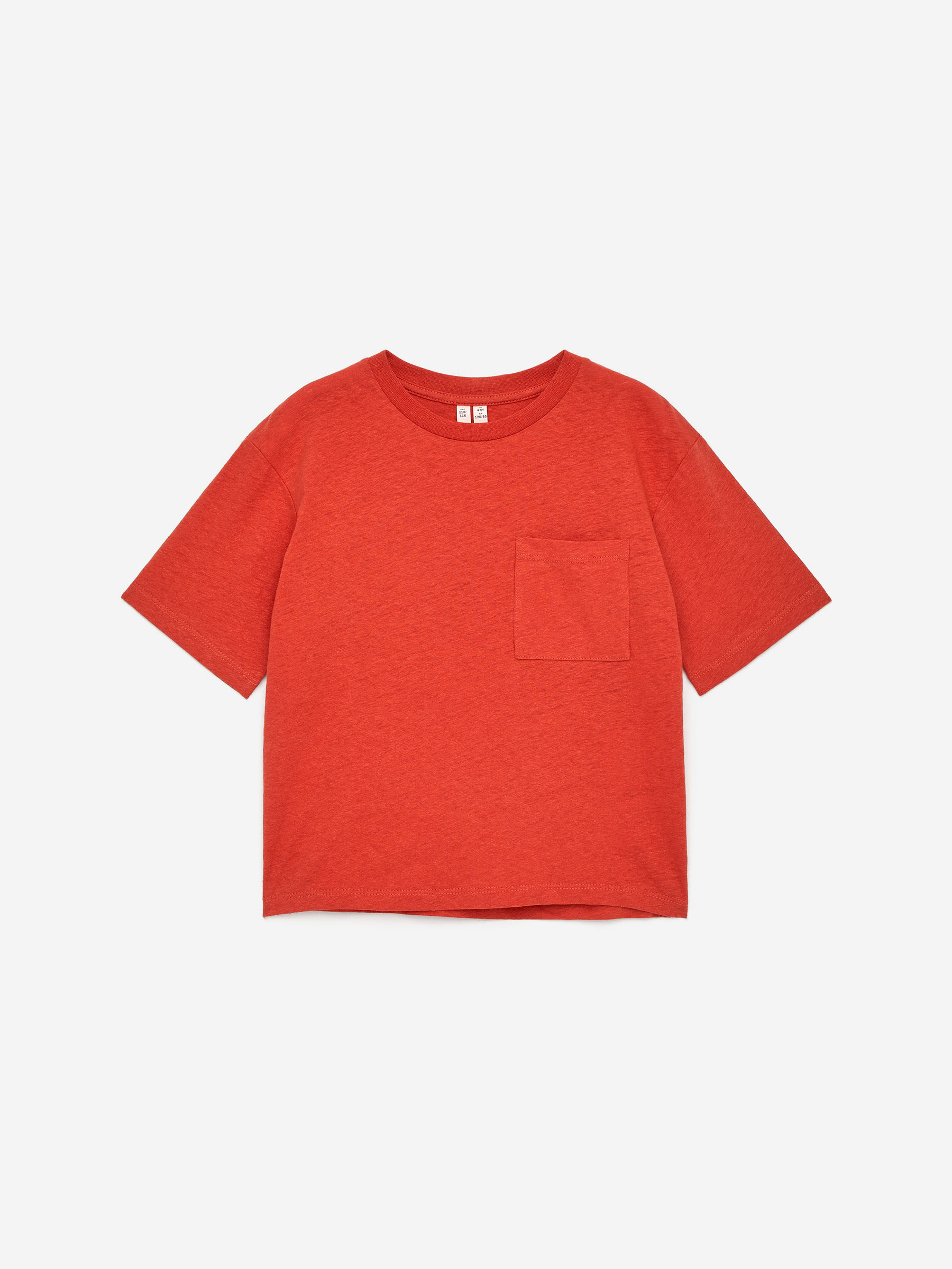 T-Shirt aus Baumwolle und Leinen-Orange-15763