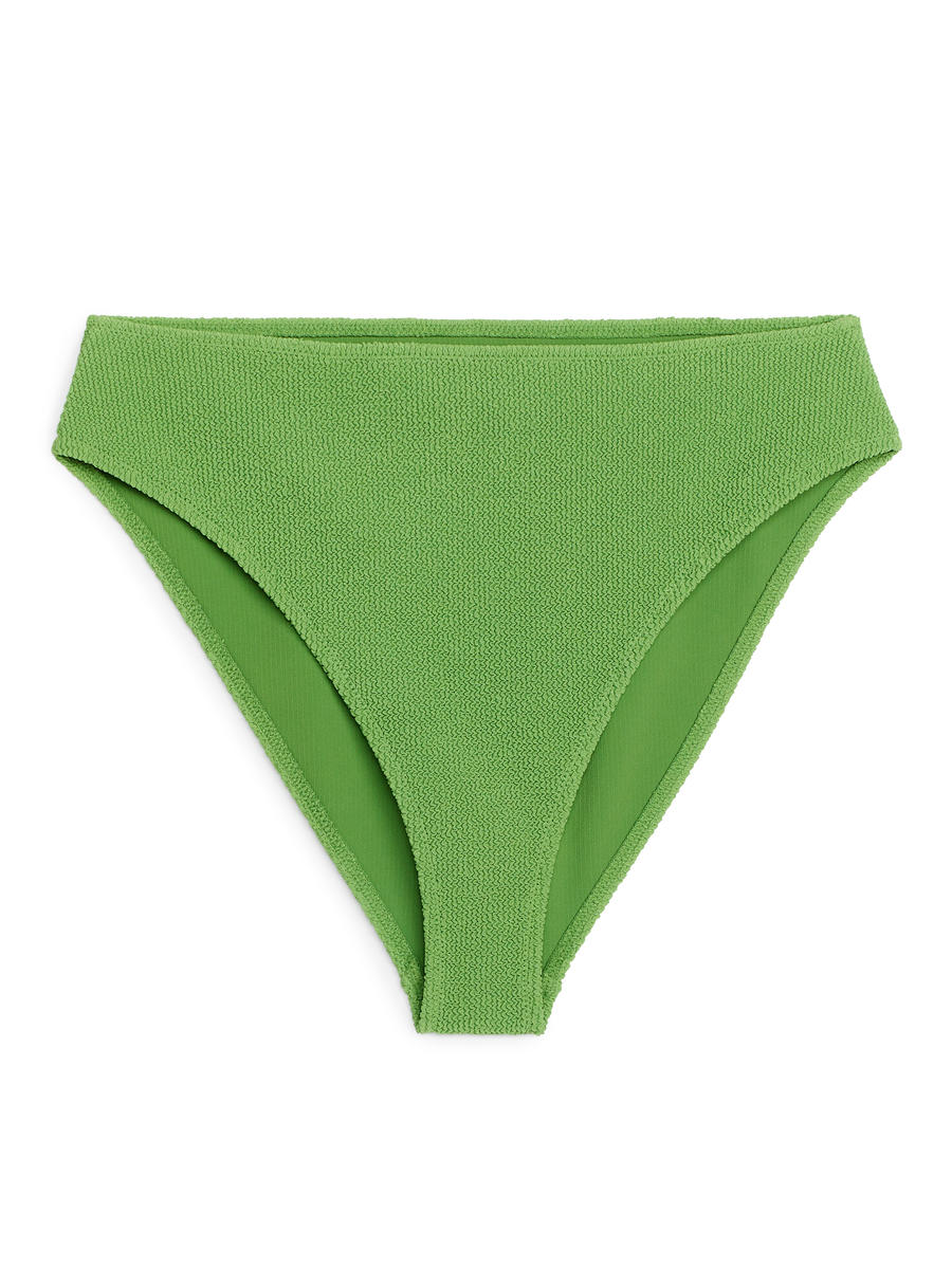 Mid Waist Crinkle Bikini Bottom-#718D52-1769