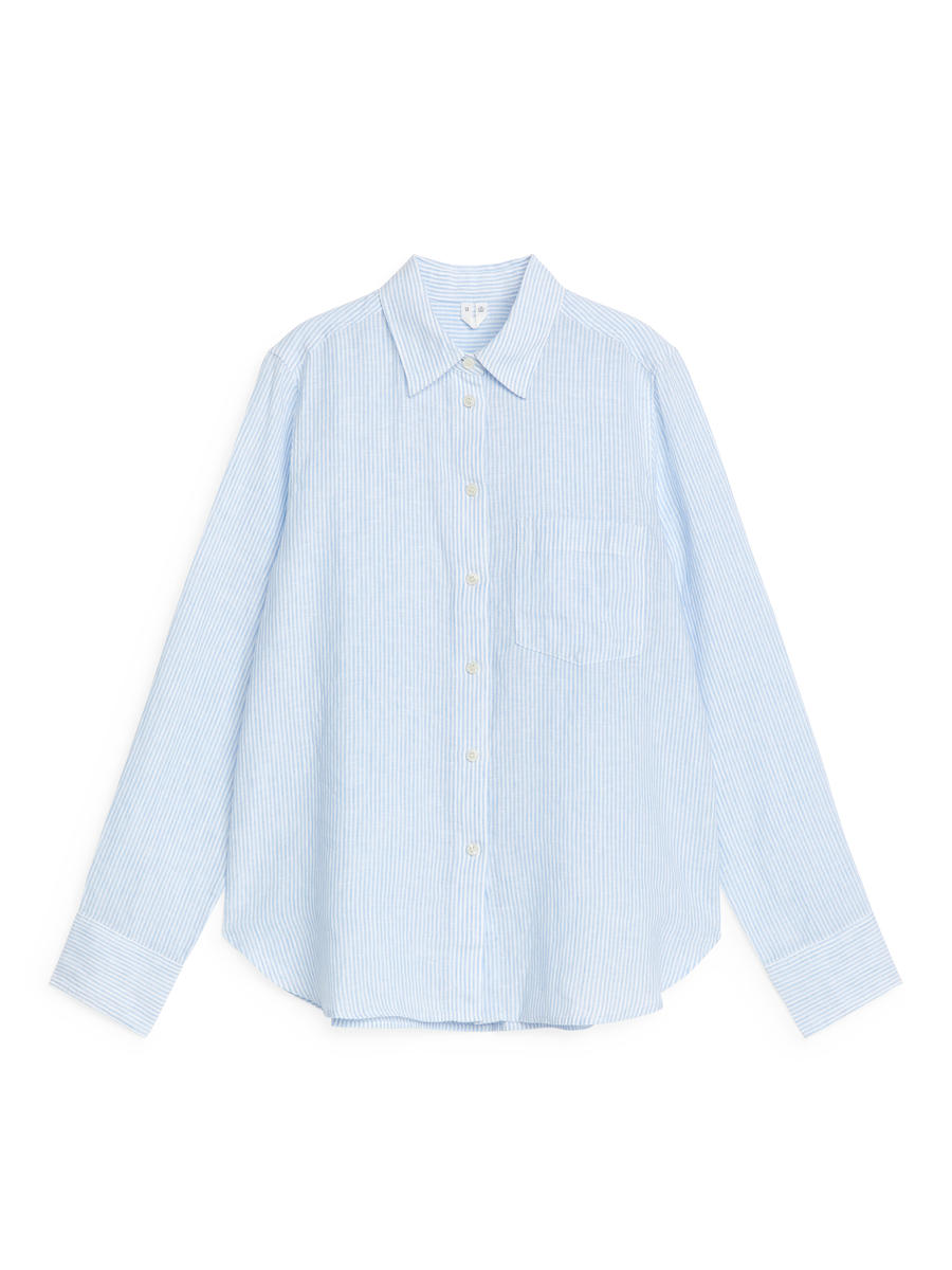 Linen Shirt - White/Blue - Regular fit - Women - 1224788004