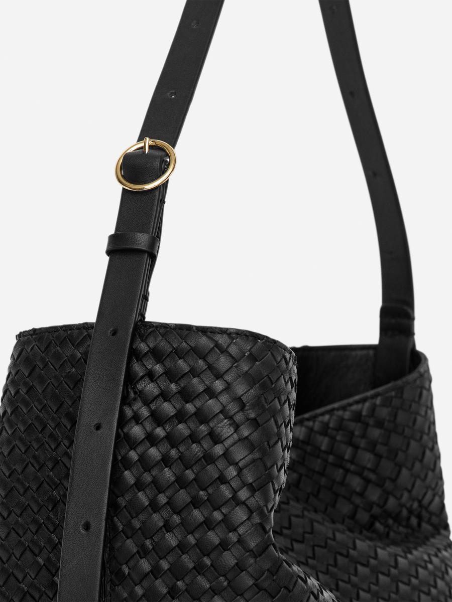 Woven Leather Tote Bag - Black - Women - 1262188001