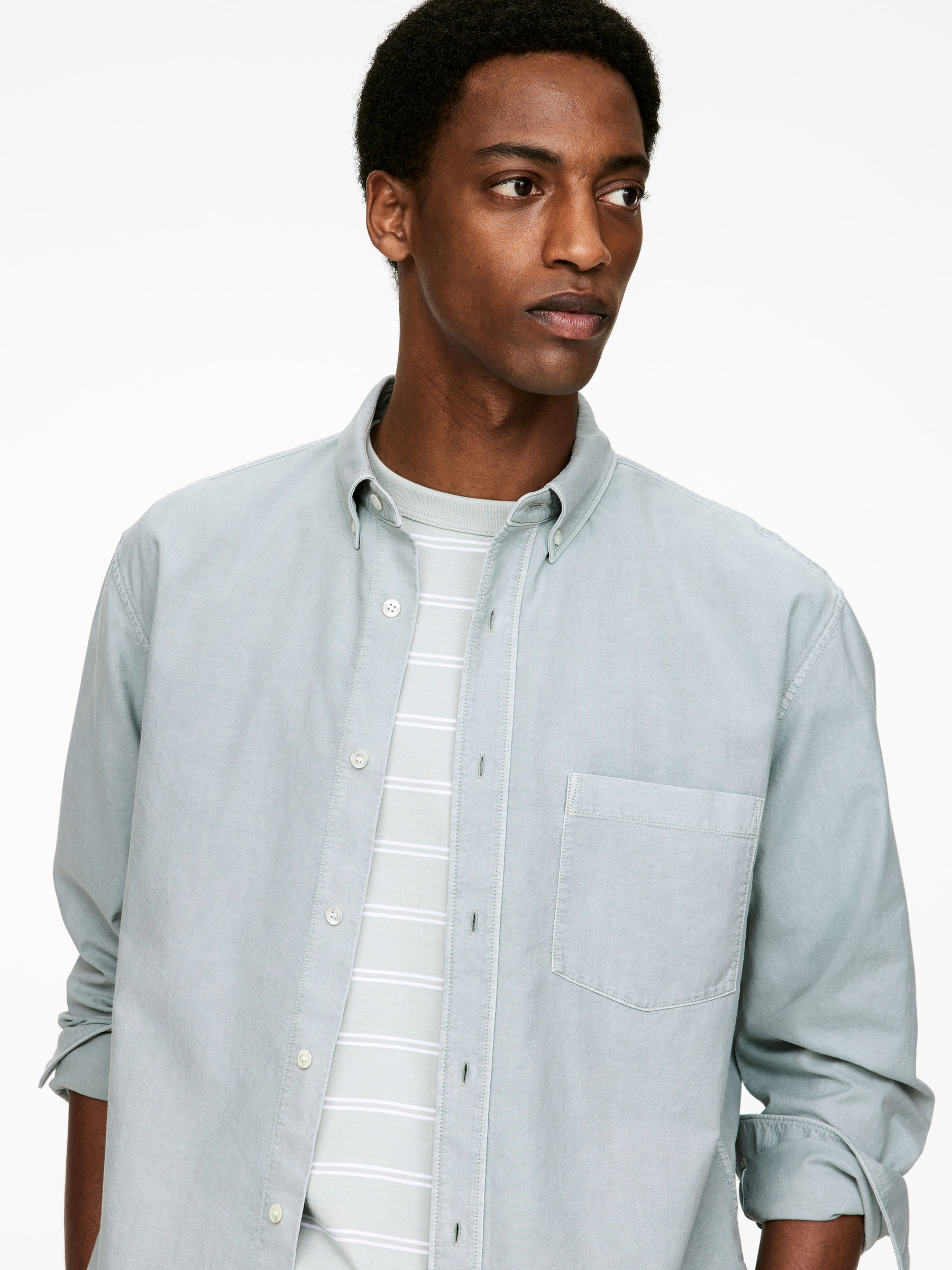 Relaxed Oxford Shirt - Dusty Mint - Loose fit - Men - StillMedia/Lookbook - 6